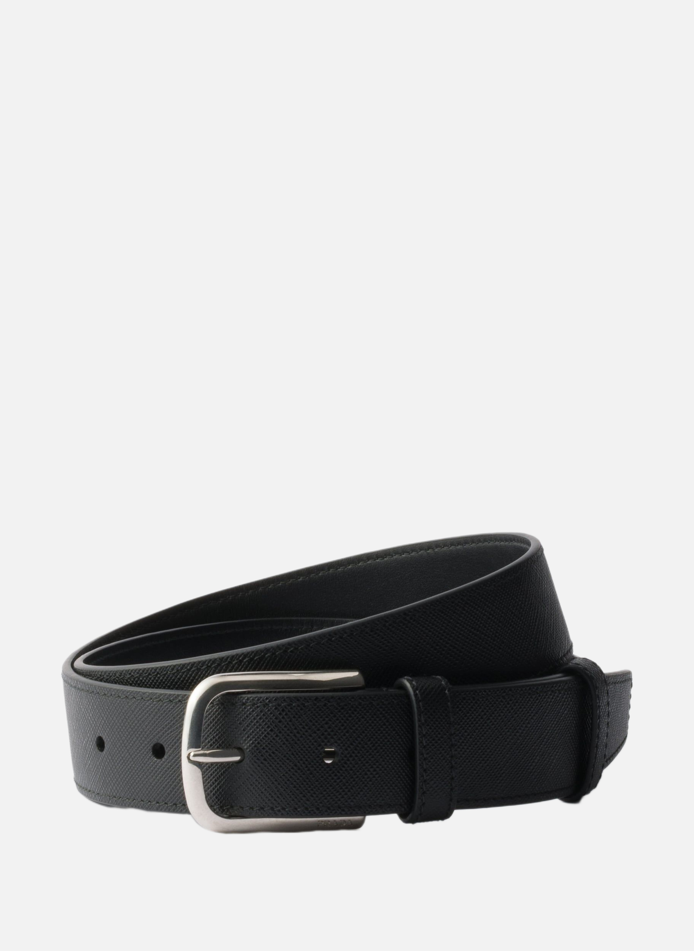 Ceinture en cuir saffiano PRADA Noir