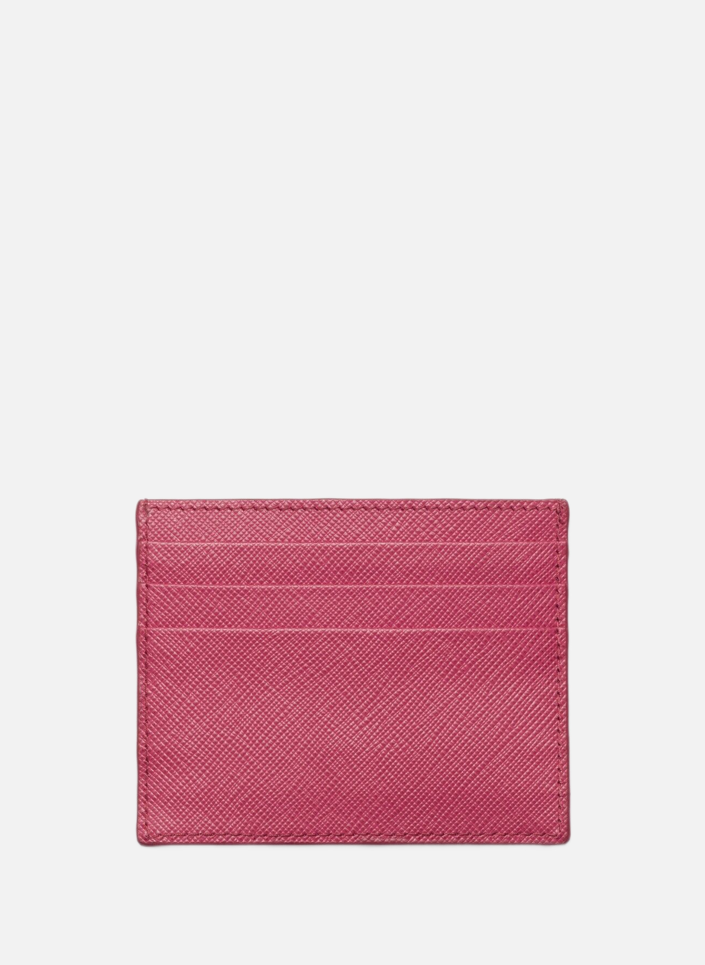 Porte-cartes en cuir saffiano PRADA Rose