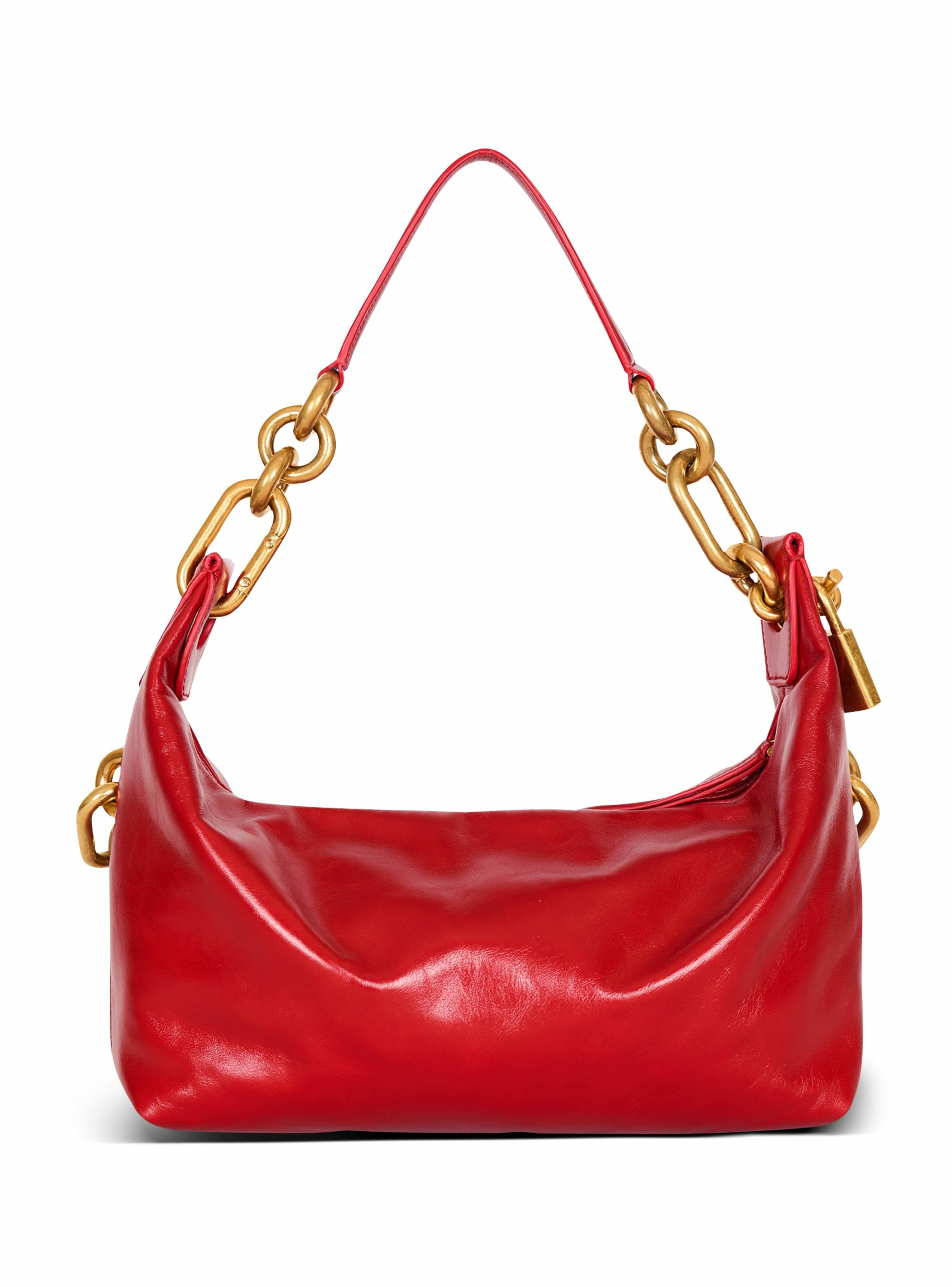 Sac sync medium en cuir de veau BALMAIN Rouge