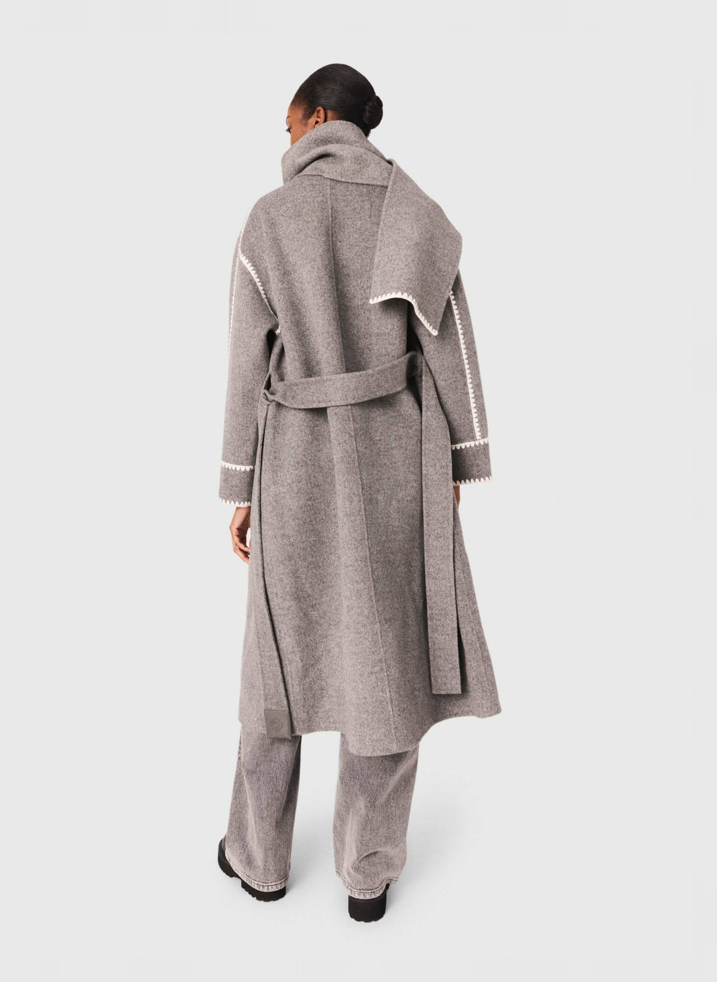 Manteau col rond en laine mélangée MAJE Gris