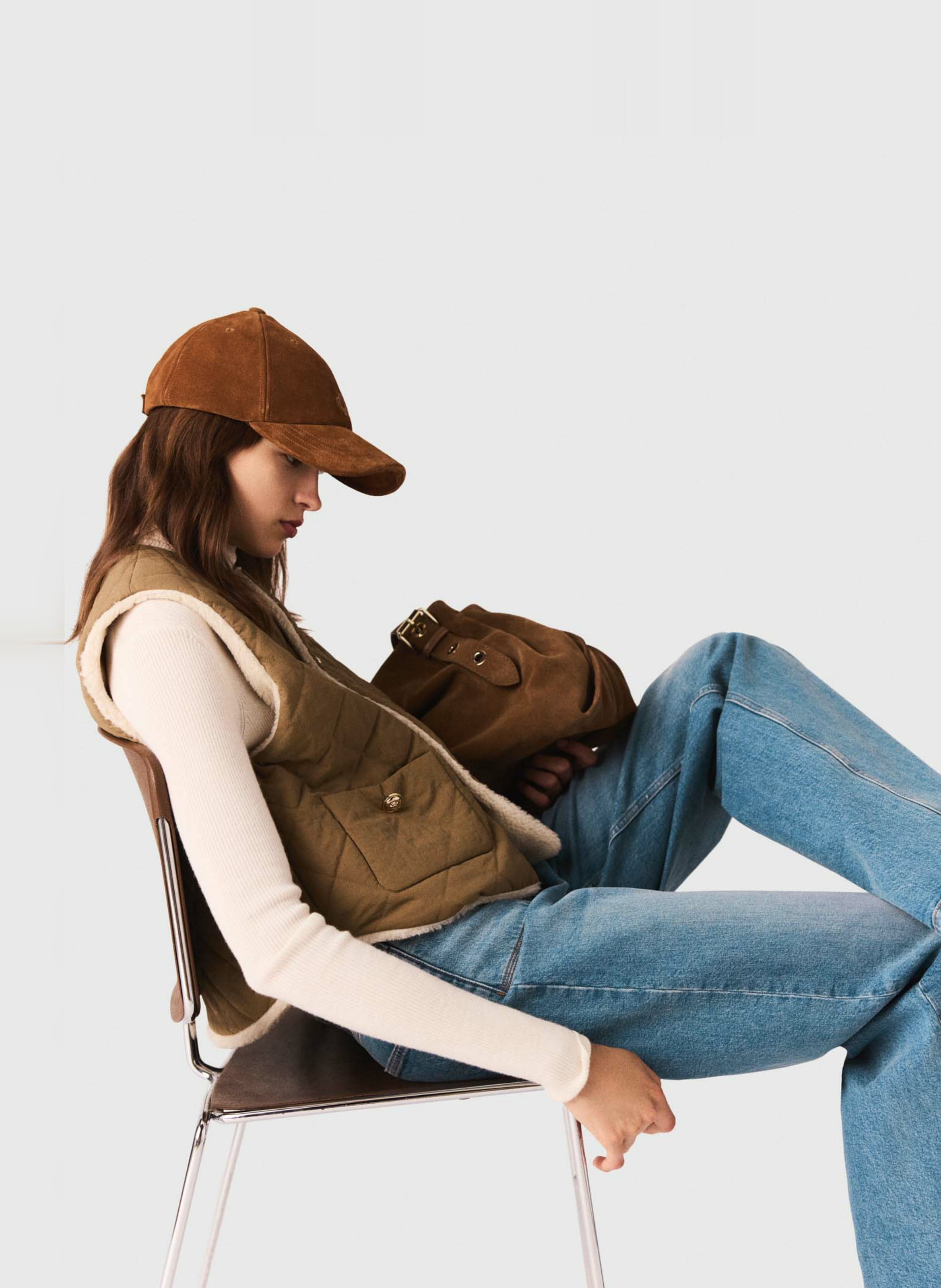 Veste col rond en sherpa MAJE Beige