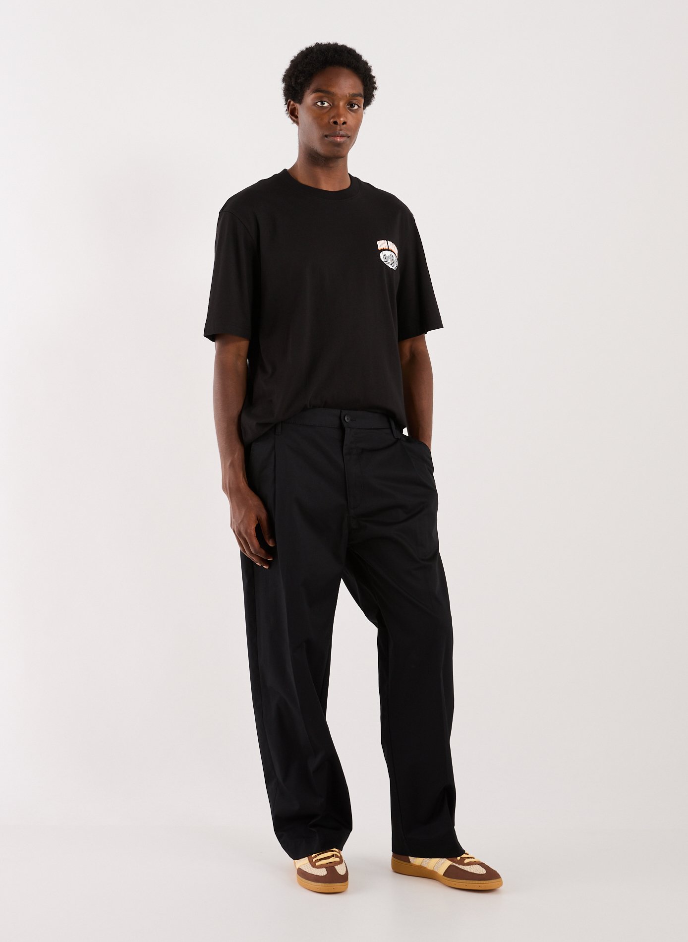 Straight cotton trousers HUGO BLUE Black