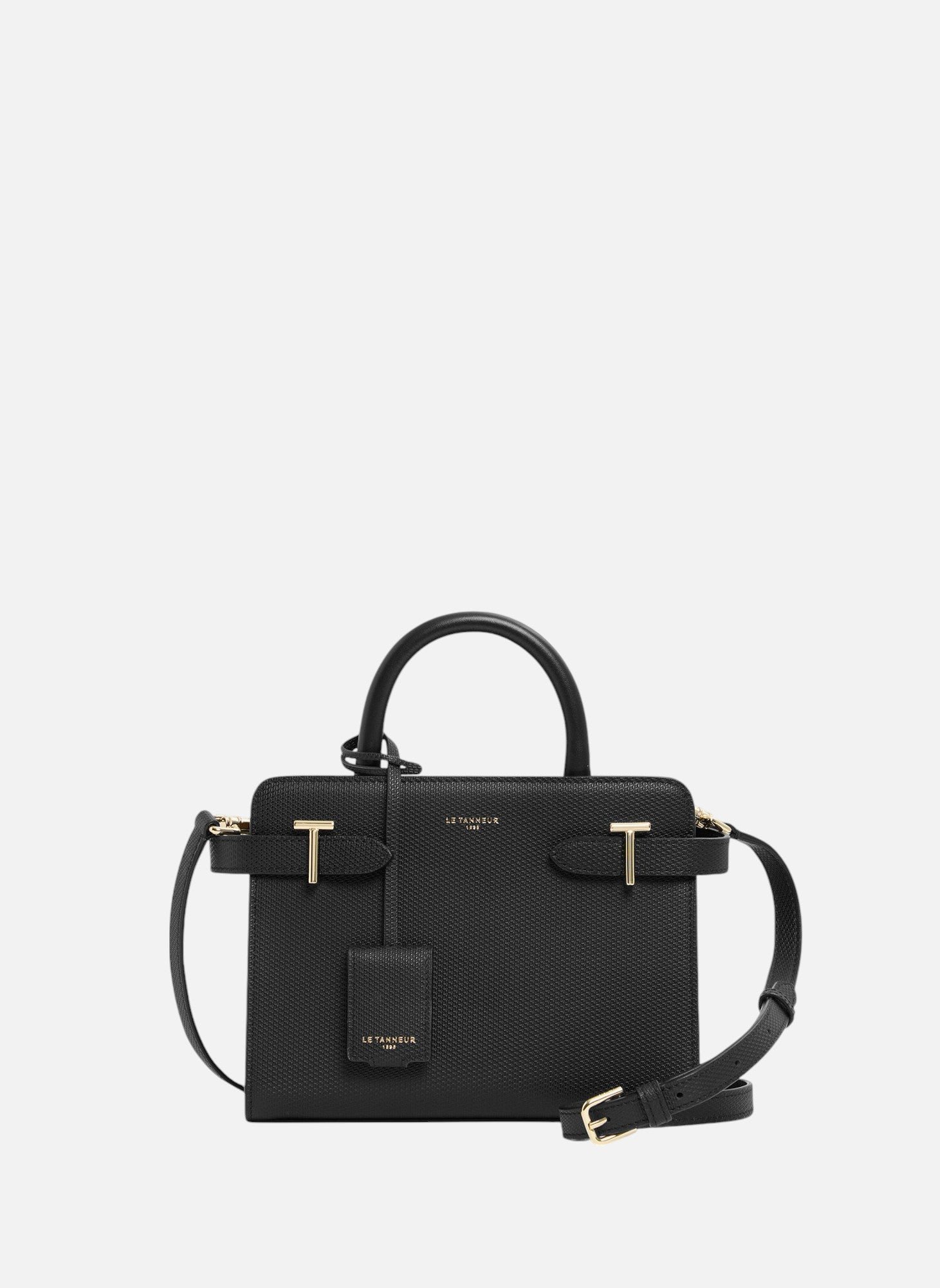 Petit sac à main emilie en cuir signature t LE TANNEUR Noir