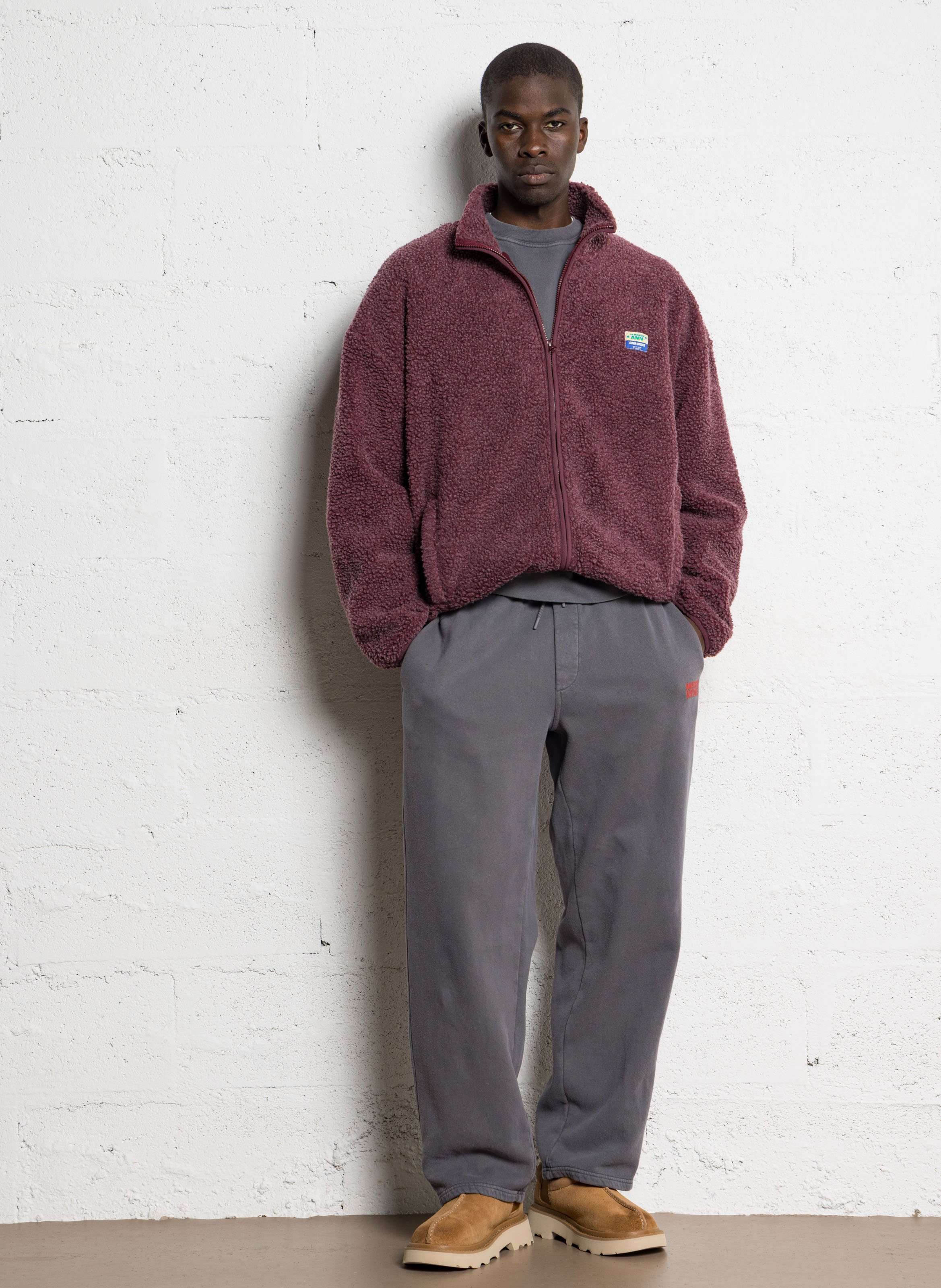 Veste col montant en sherpa hoktown AMERICAN VINTAGE Rouge