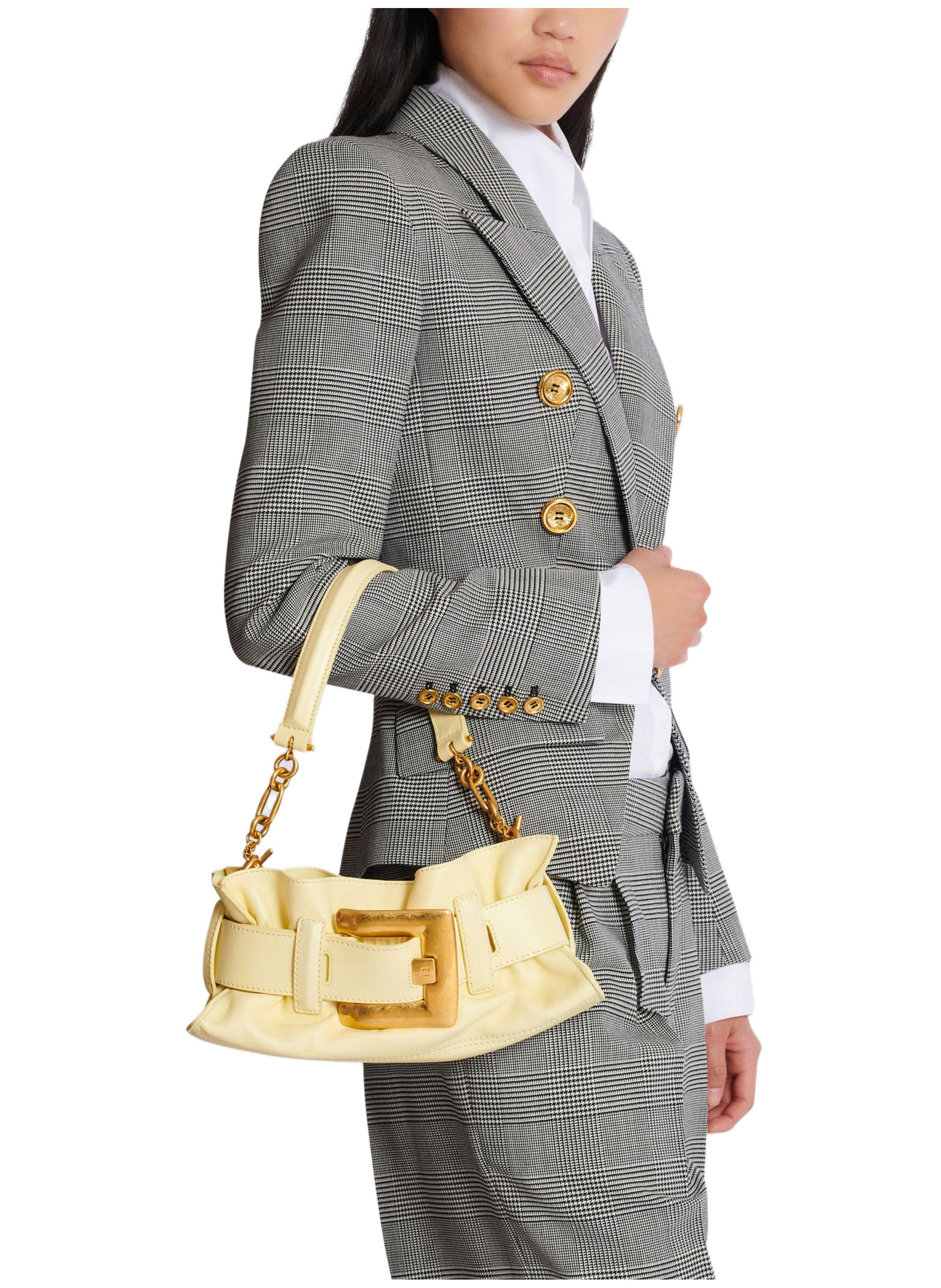 Sac anthem mini shoulder en cuir de veau BALMAIN Jaune