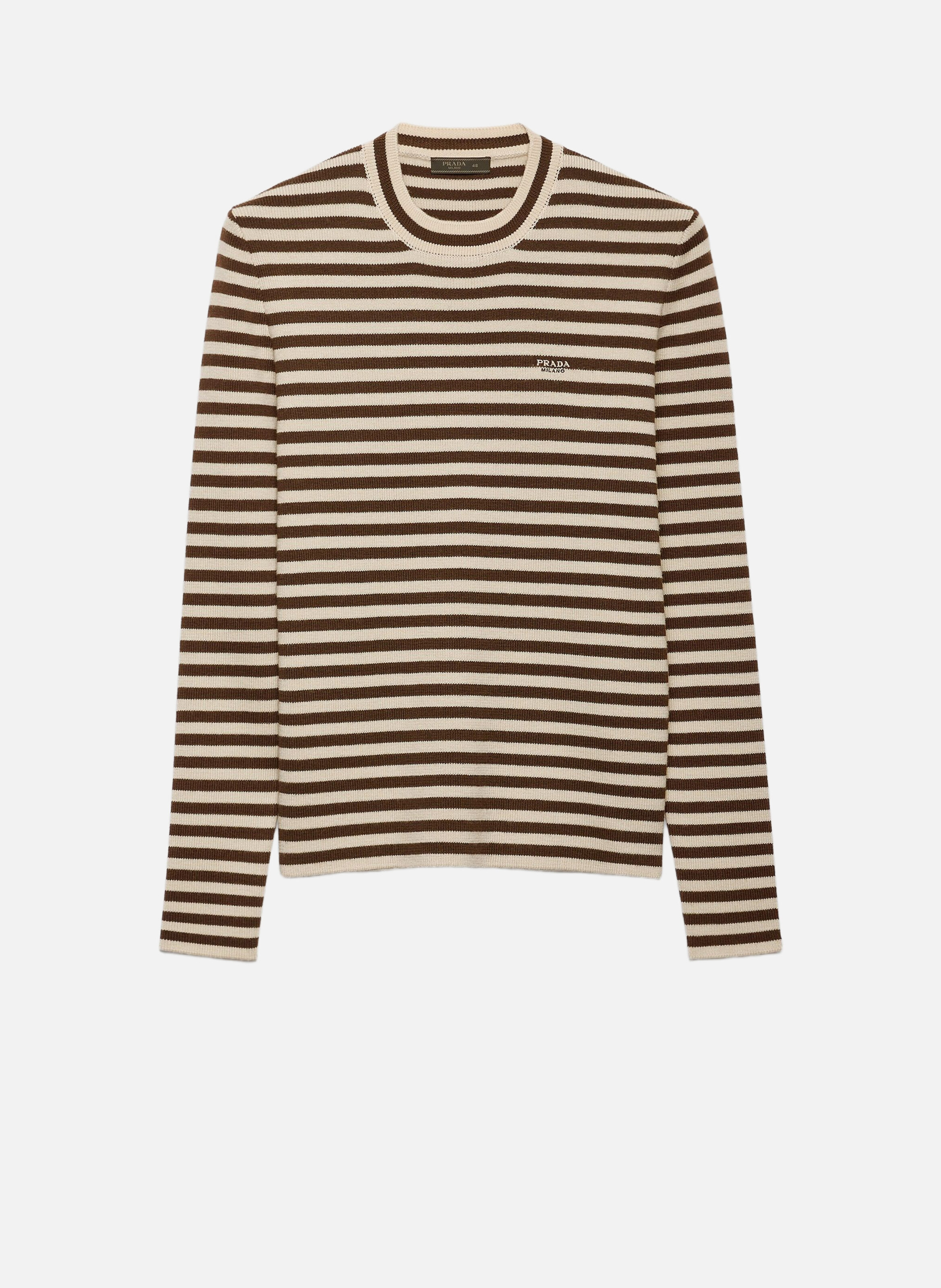 Pull à col rond en laine extra fine PRADA Jaune