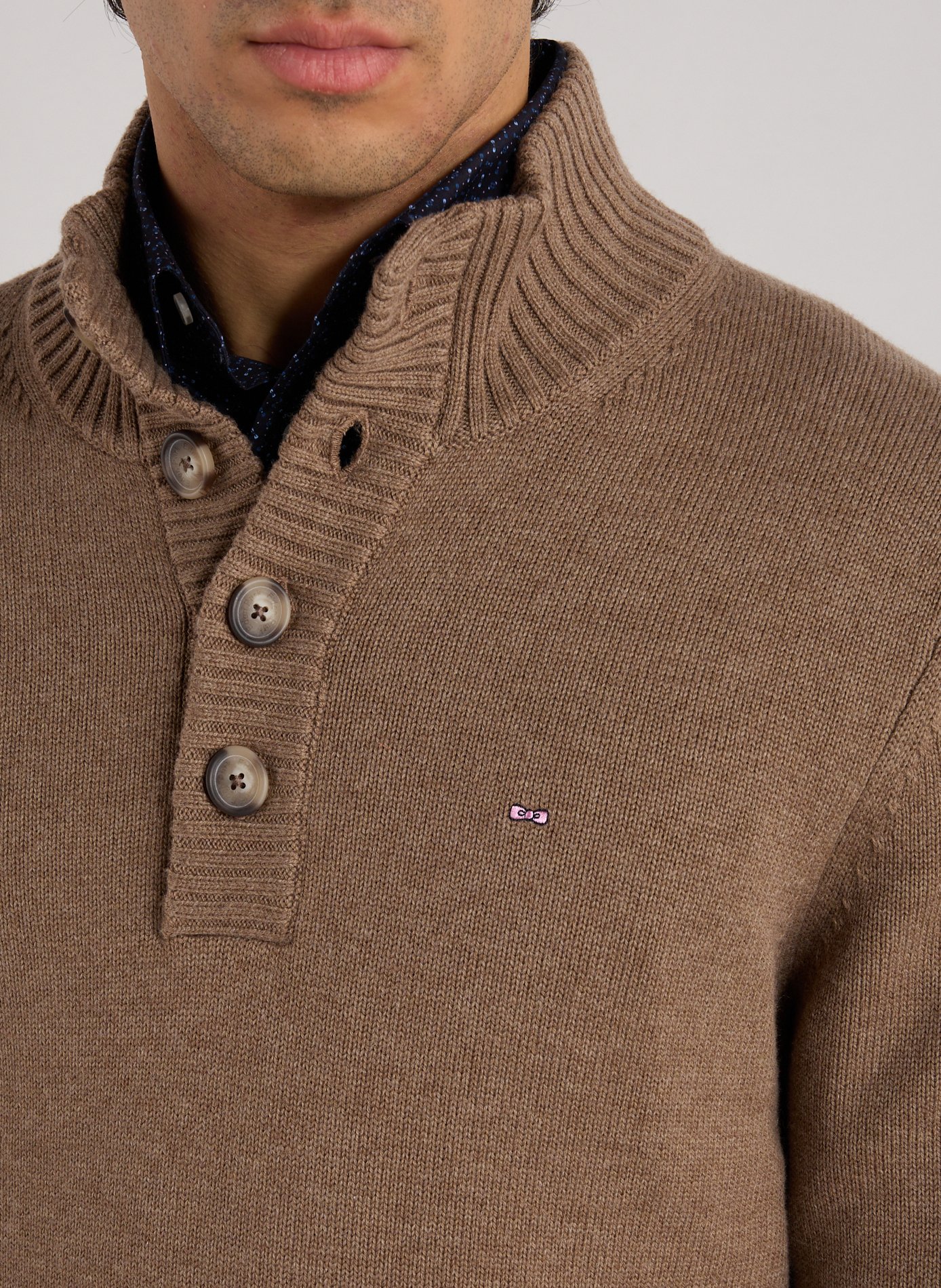 Wool and cotton high-neck sweater EDEN PARK Brown