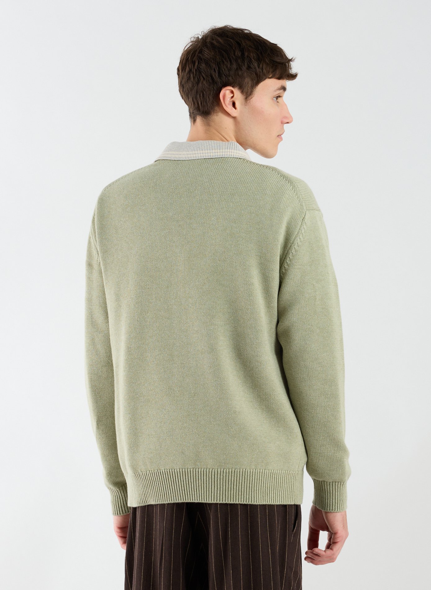 Pull ample brodé en laine et coton DROLE DE MONSIEUR Kaki