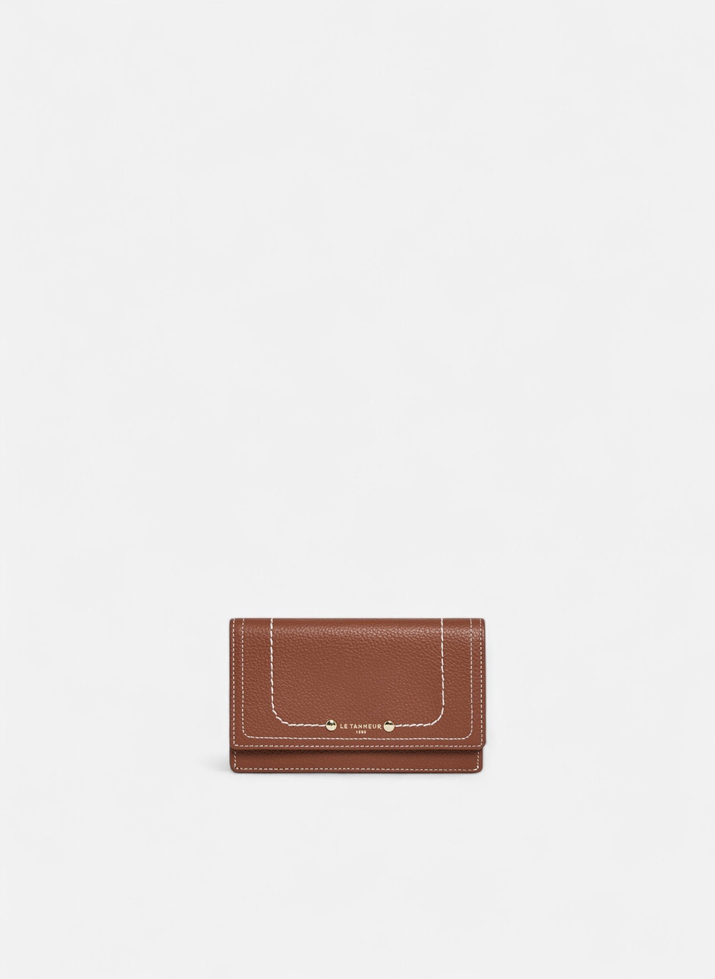 Porte cartes à rabat ella en cuir grainé LE TANNEUR Marron