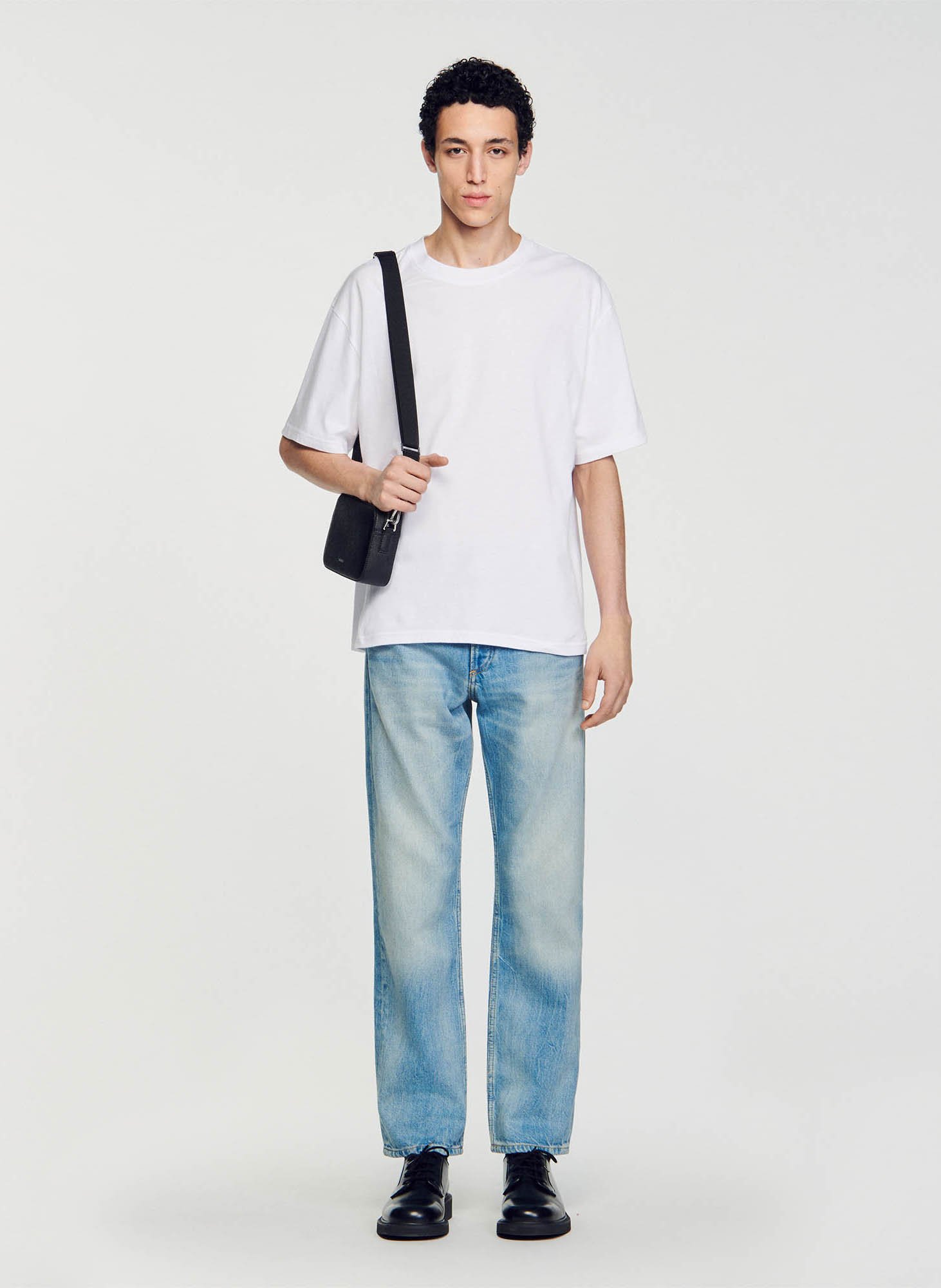 Tee-shirt oversize col rond en coton SANDRO Blanc