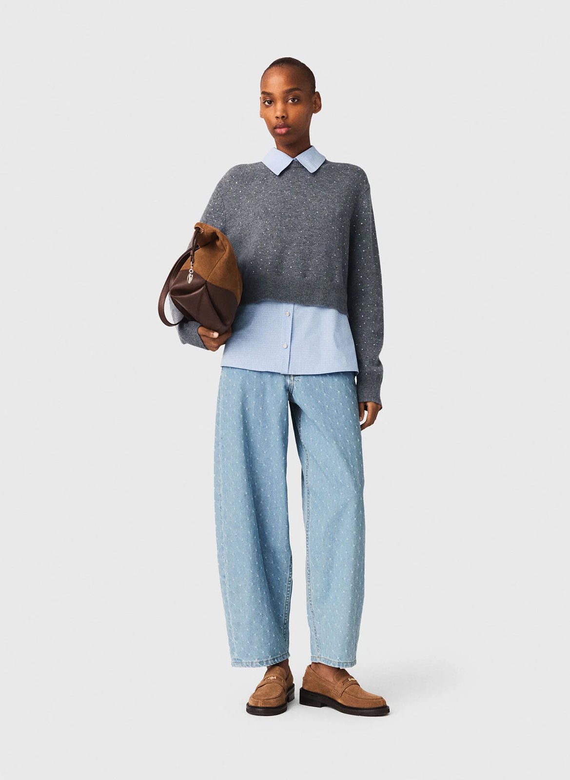 Pull droit 3-en-1 en laine mélangée MAJE Gris