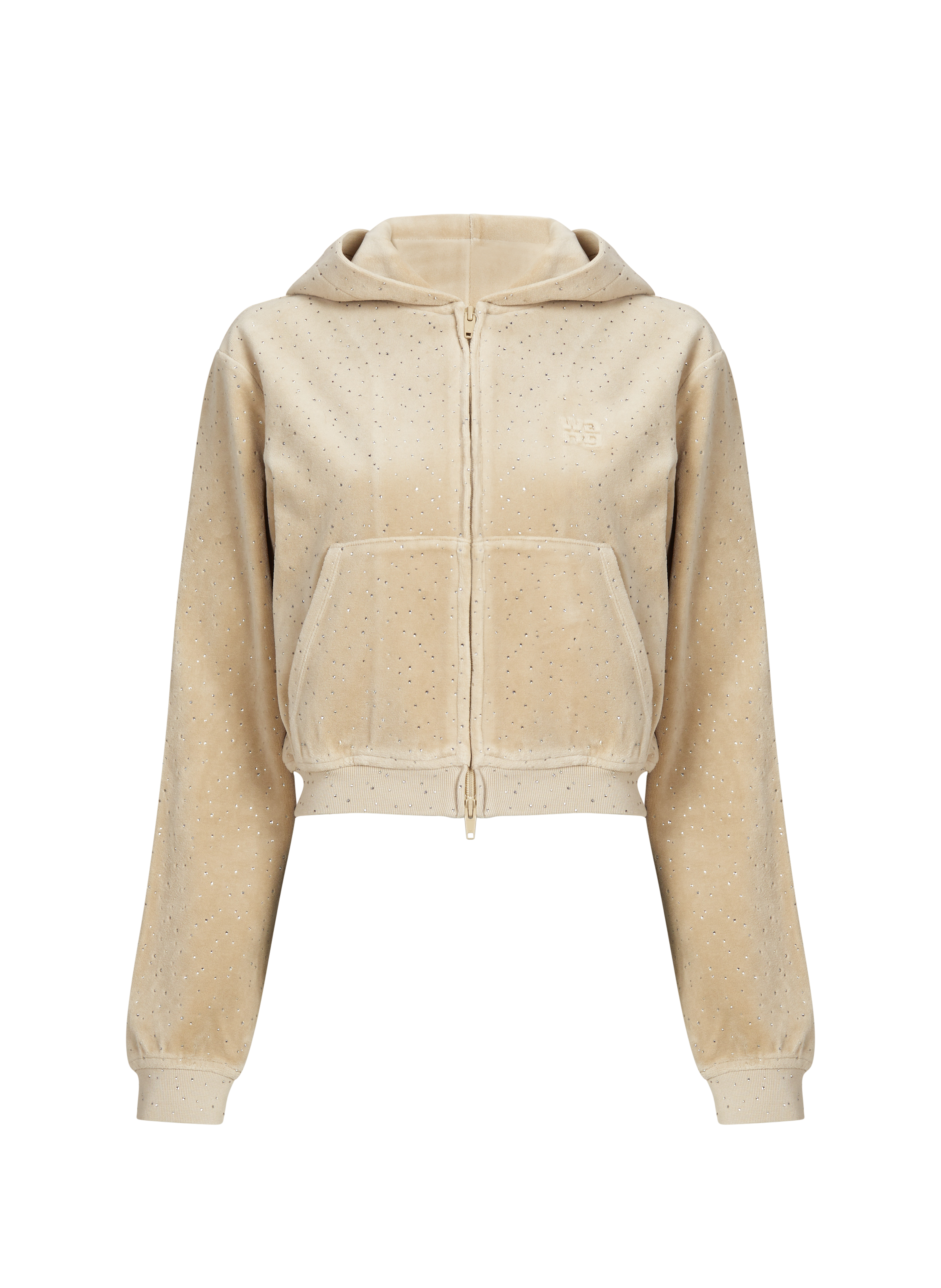 Gilet à capuche en velours avec strass ALEXANDER WANG Marron