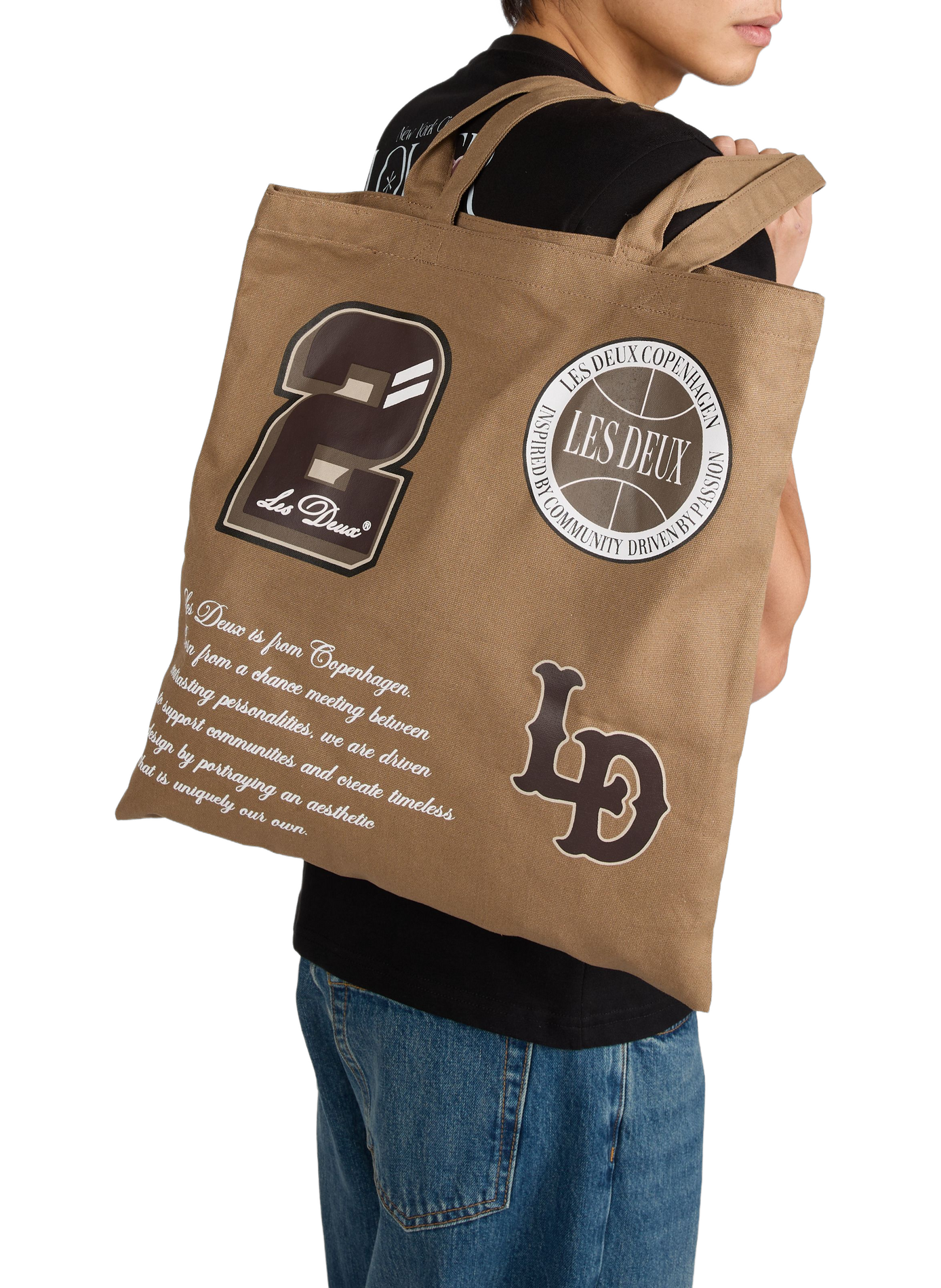 Tote bag Varsity en coton LES DEUX Marron