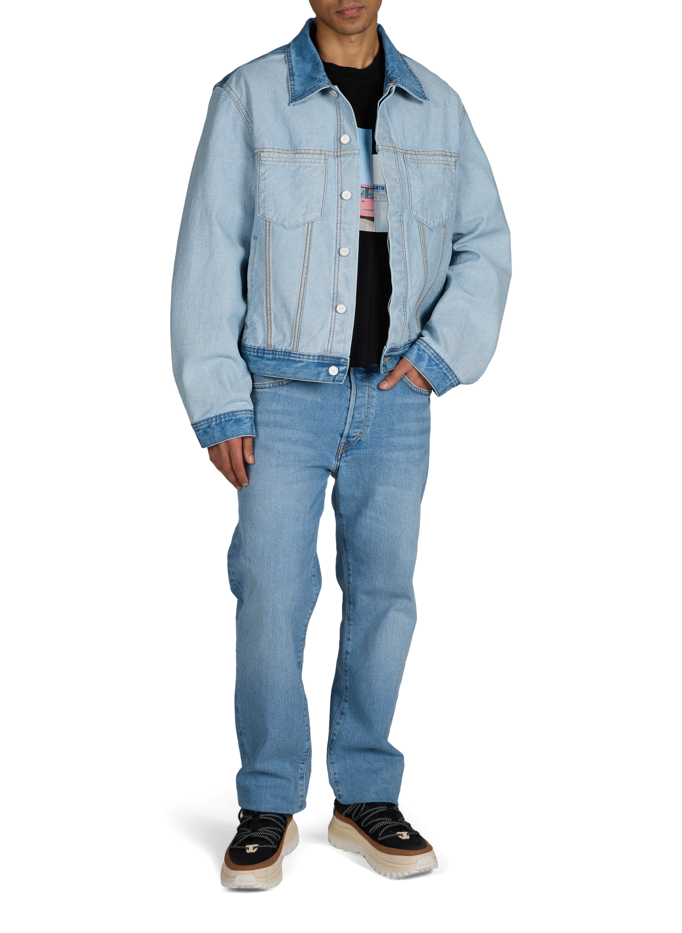 Veste denim à col classique en coton ARTE ANTWERP Bleu