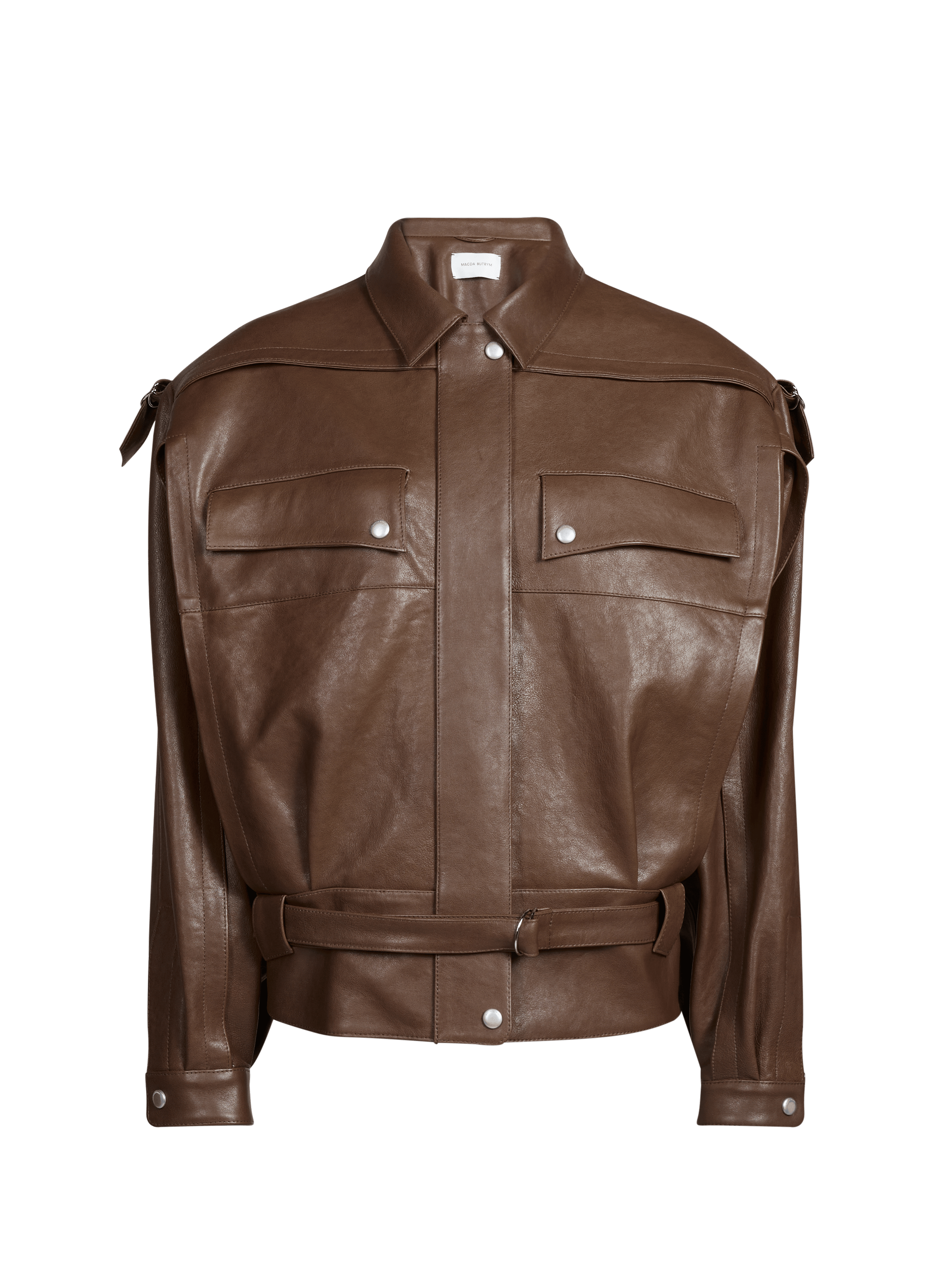 Veste oversize ceinturée en cuir MAGDA BUTRYM Beige