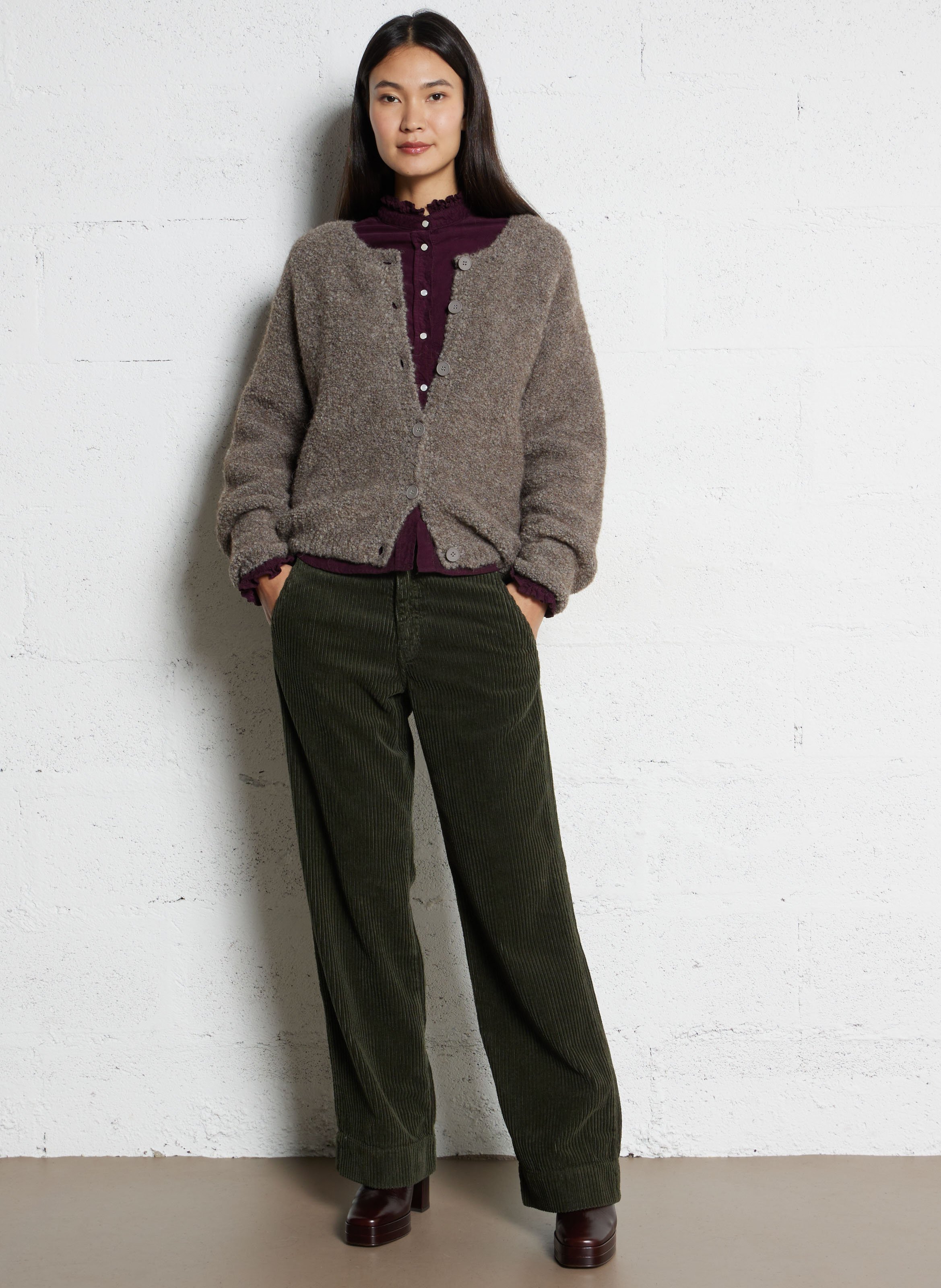 Cardigan oversize en laine mélangée zolly AMERICAN VINTAGE Beige