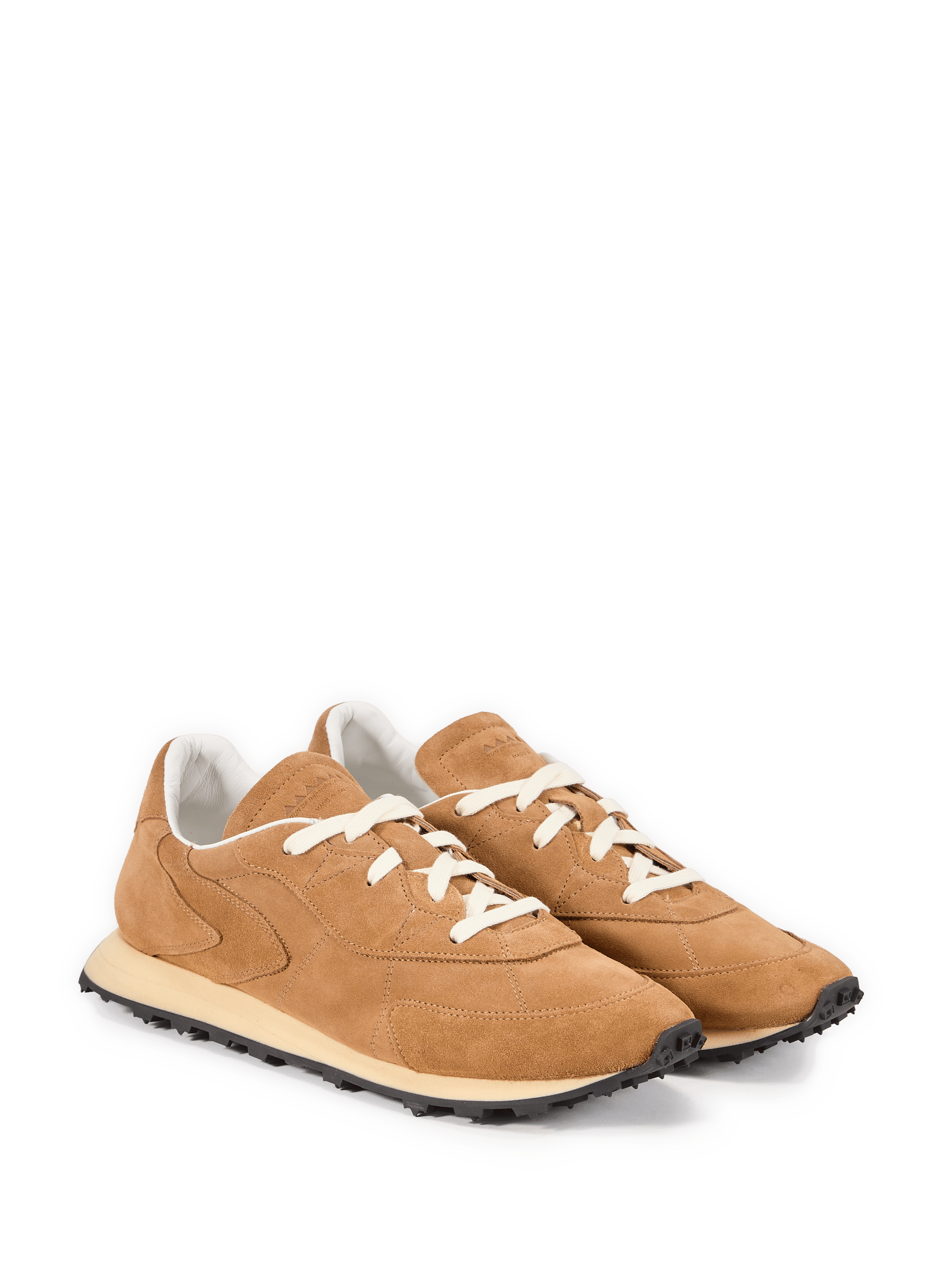 Serrated leather mixed sneakers RUN OF Beige