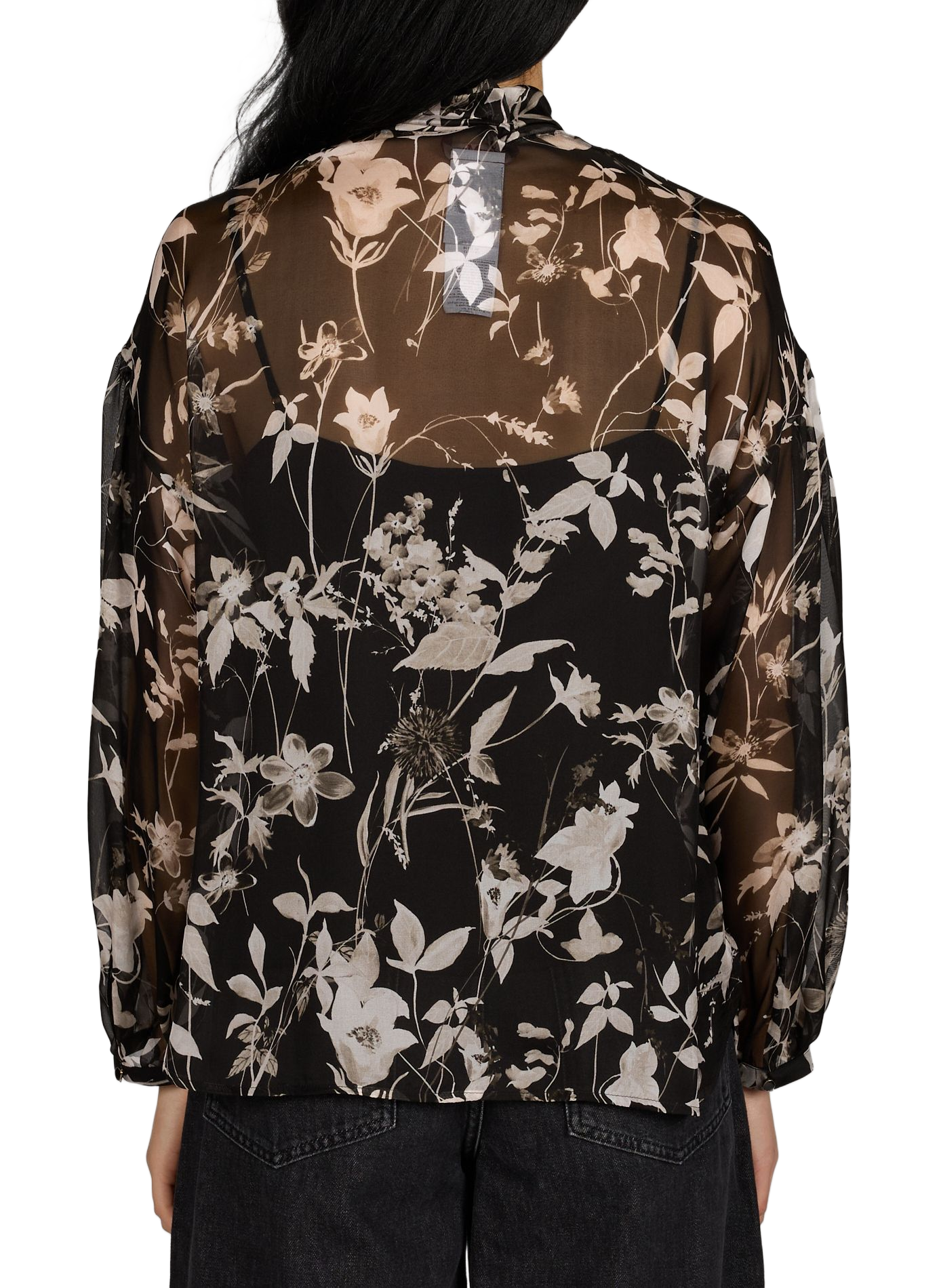 Chemisier imprimé col lavallière en soie MAX MARA STUDIO Noir