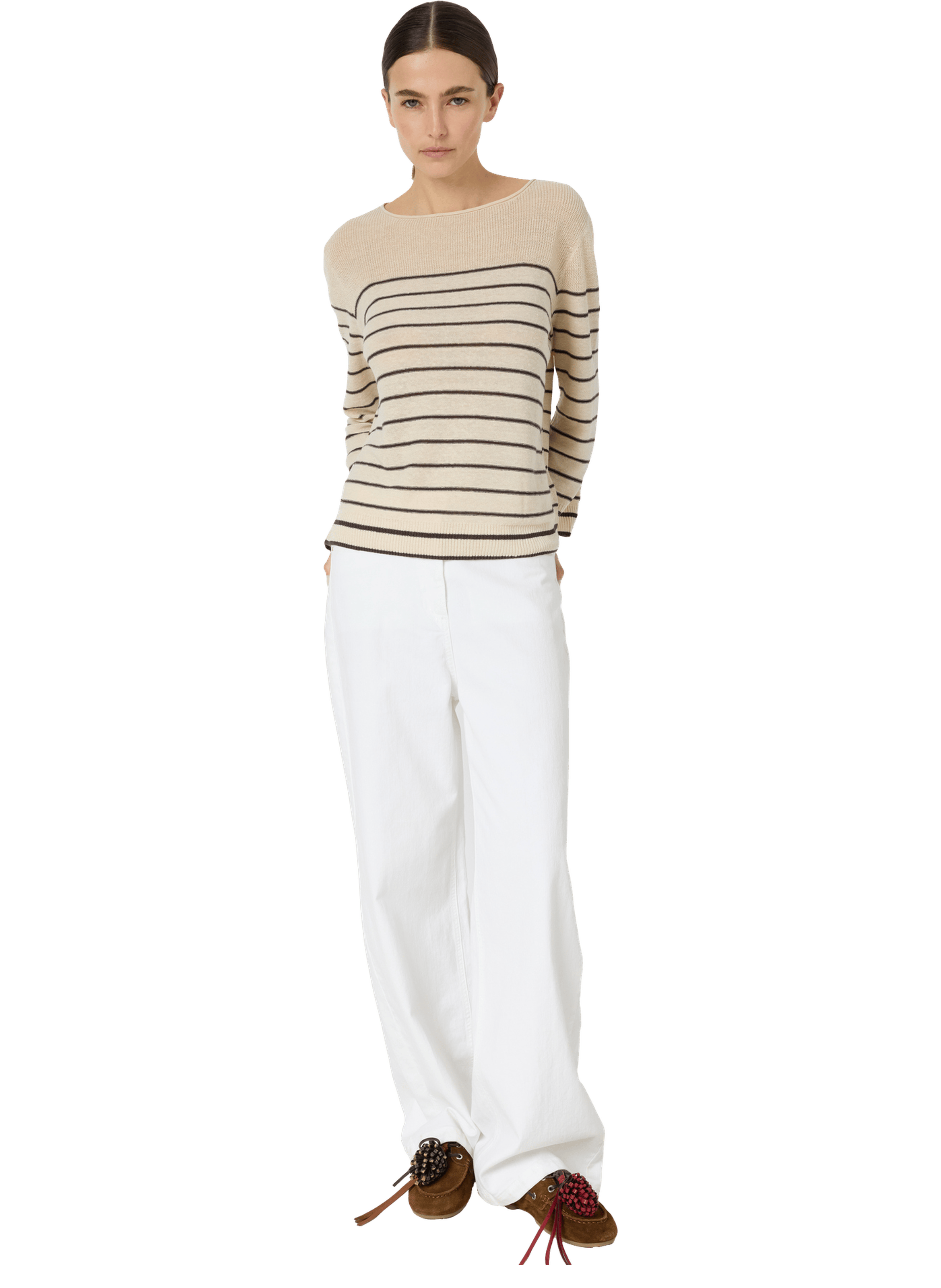 Pull ample rayé en lin mélangé - levia GERARD DAREL Marron