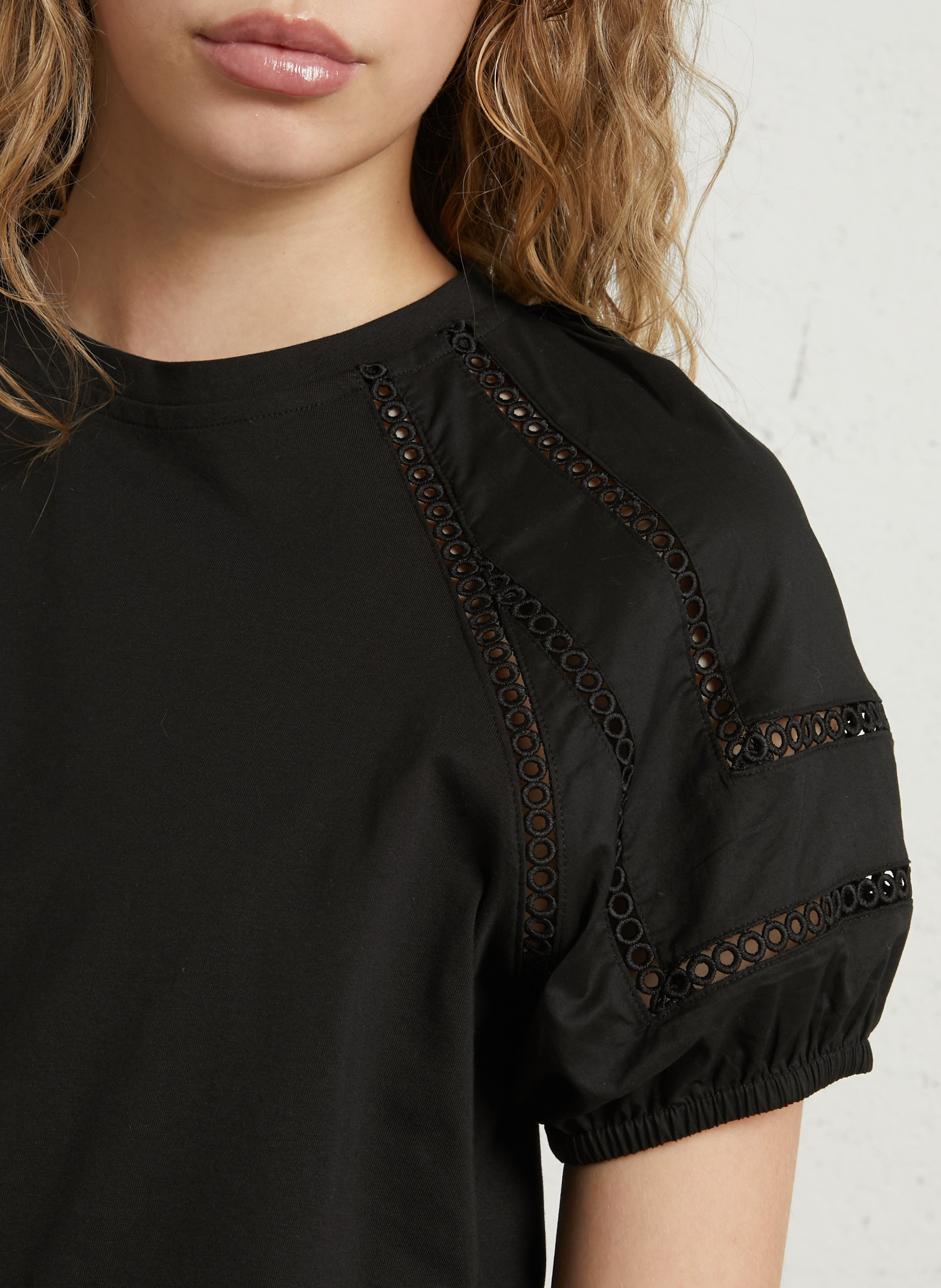 Top droit en coton mélangé lea MAISON 123 Noir