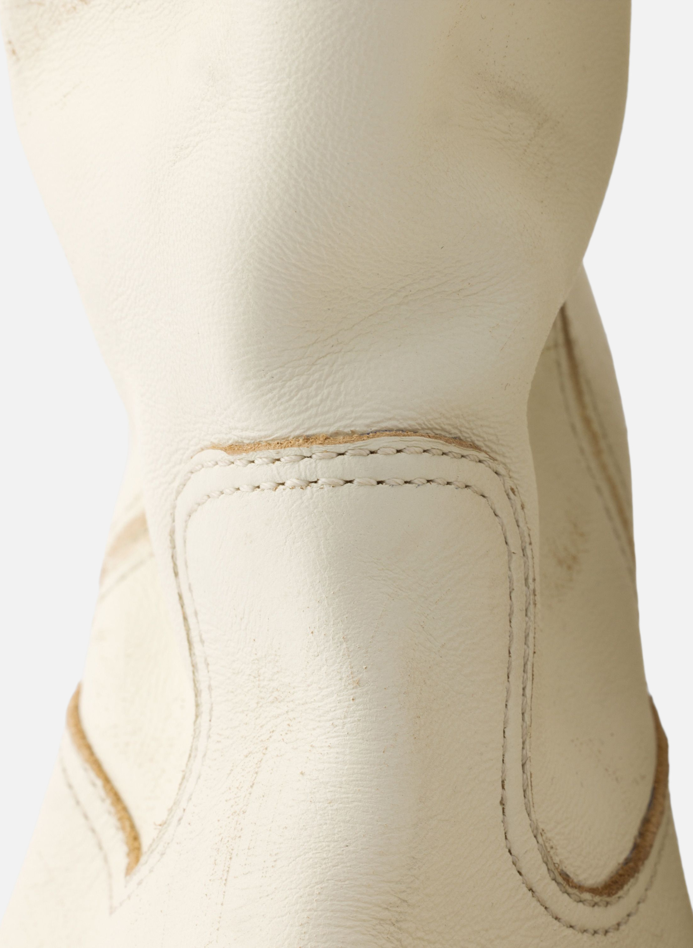 Bottes en cuir à effet vintage PRADA Beige