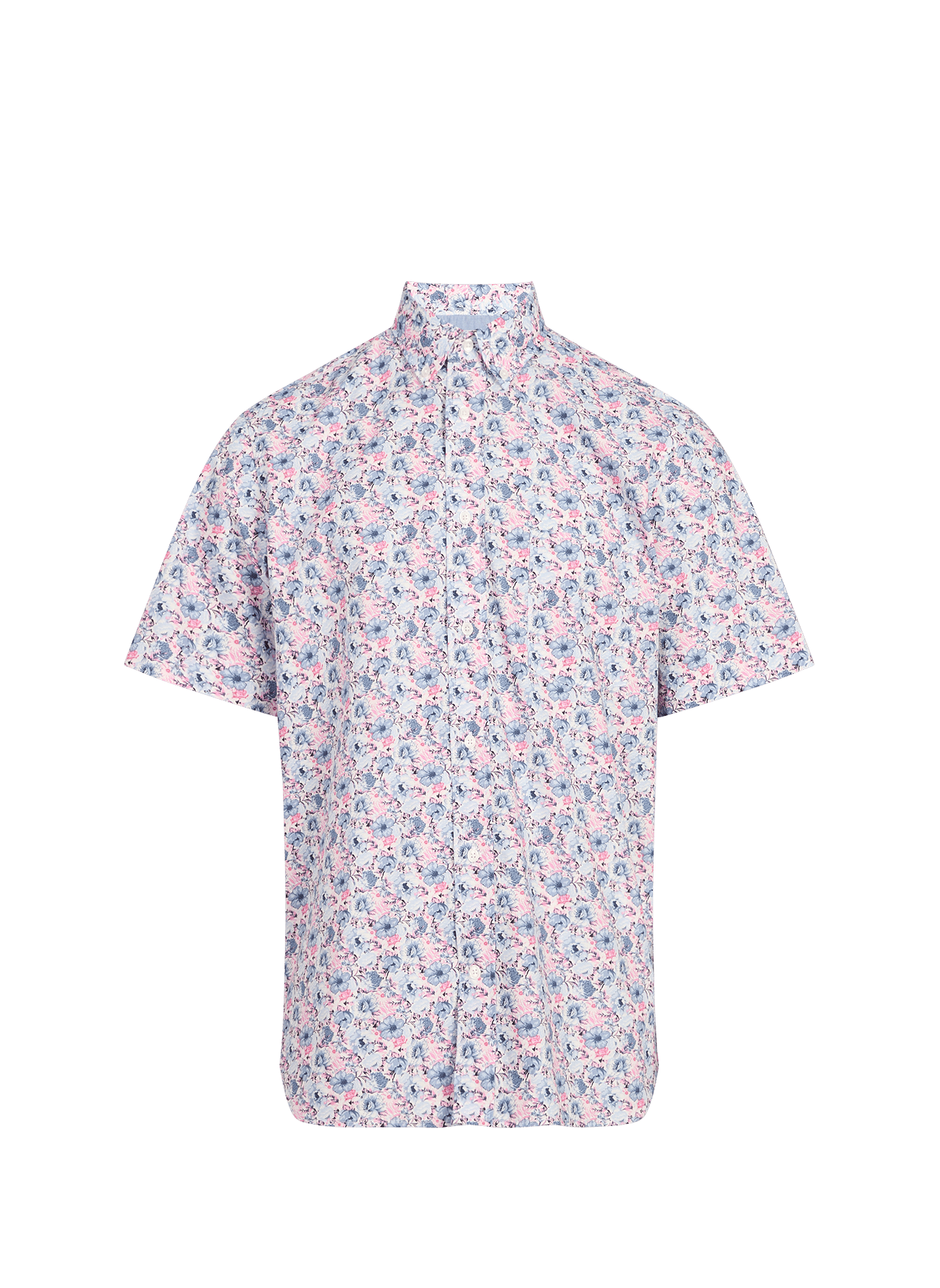 Short-sleeve cotton shirt with floral pattern EDEN PARK Pink