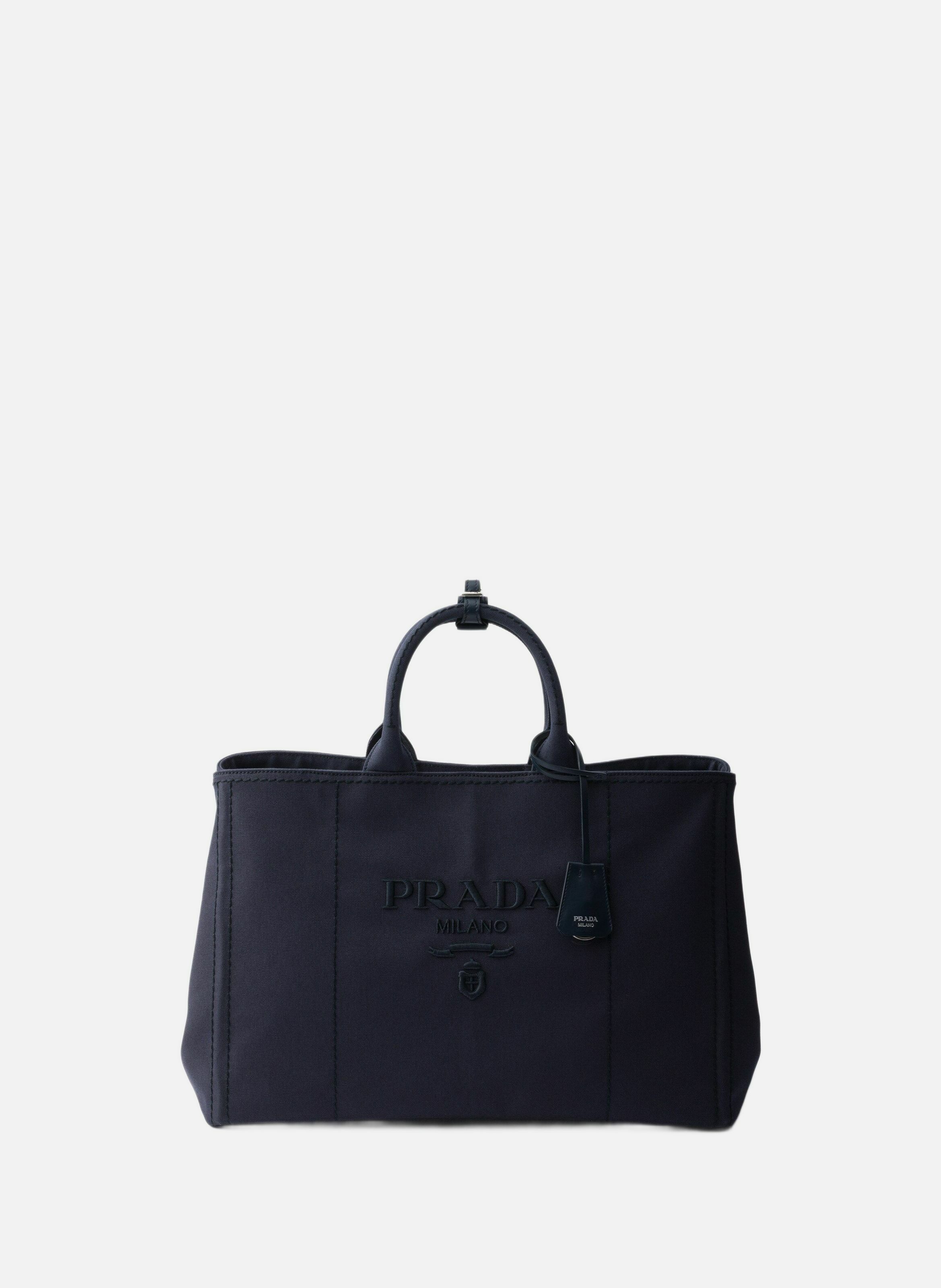 Très grand cabas prada jardinière en toile PRADA Bleu