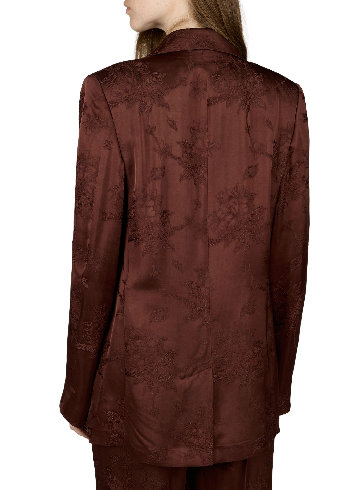 Blazer col tailleur broderies florales et oiseaux AMIRI Marron
