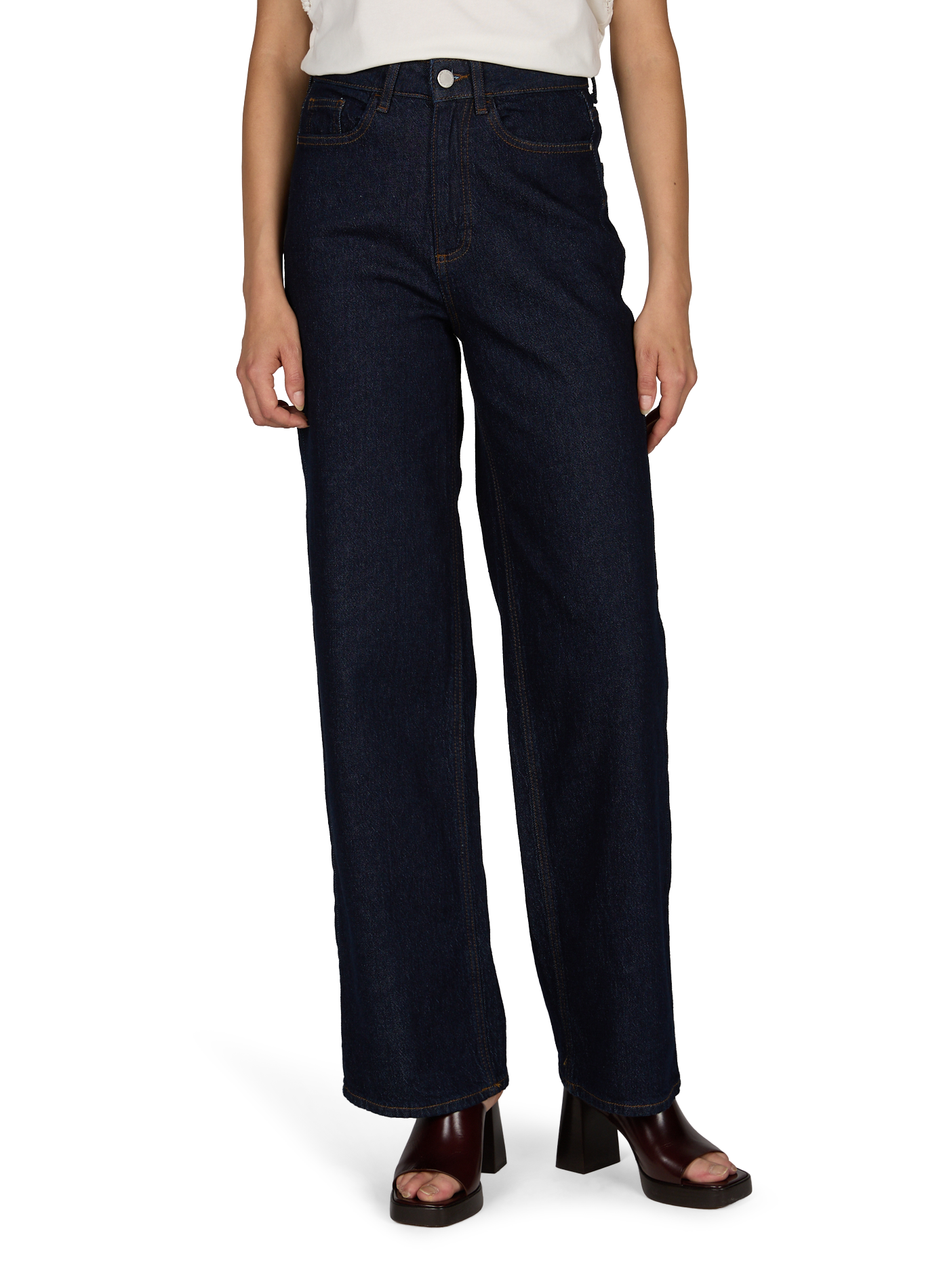 Straight cotton jeans VILA Blue