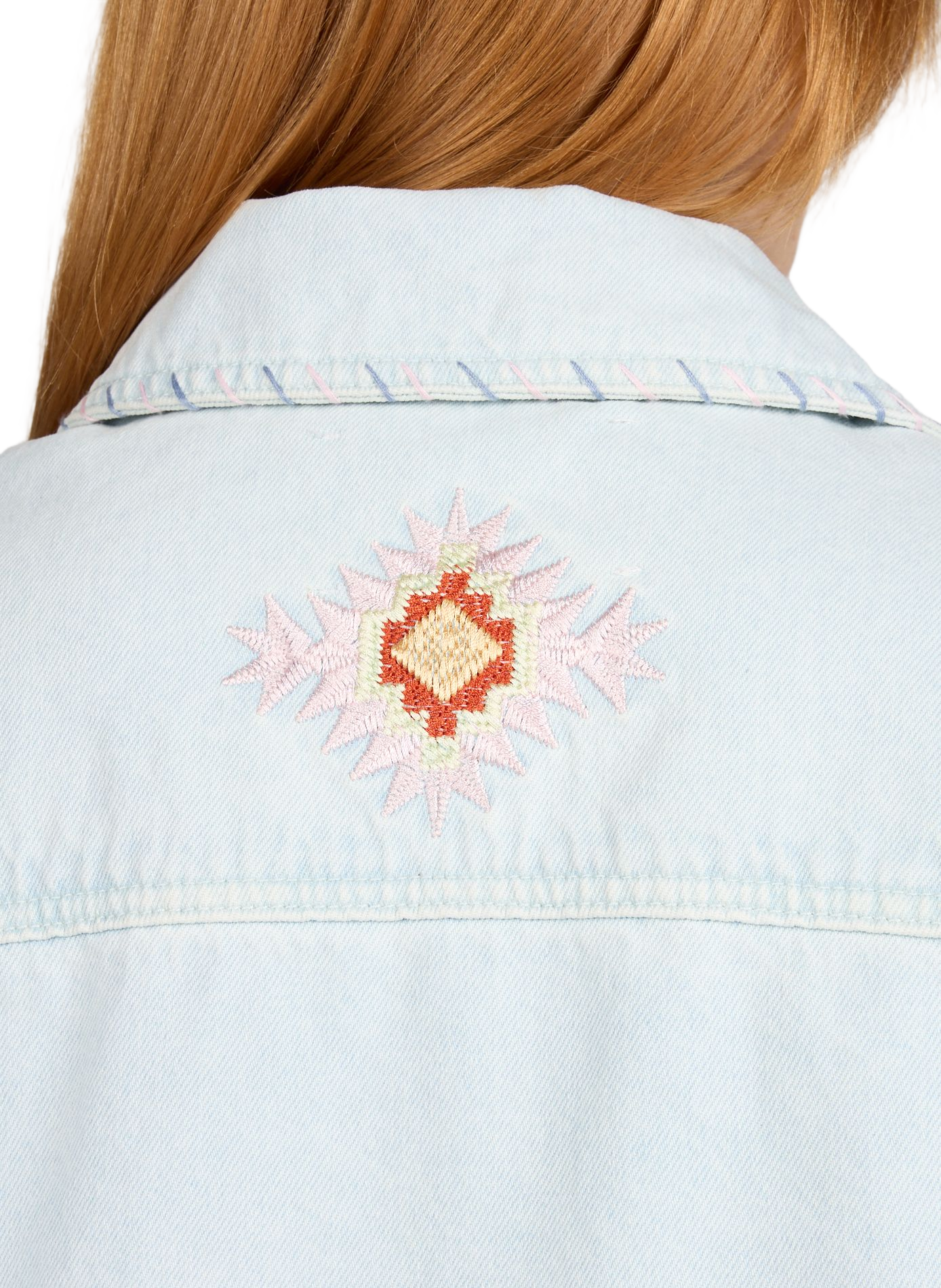 Bestickte Jeansjacke aus Baumwolle BERENICE Blau