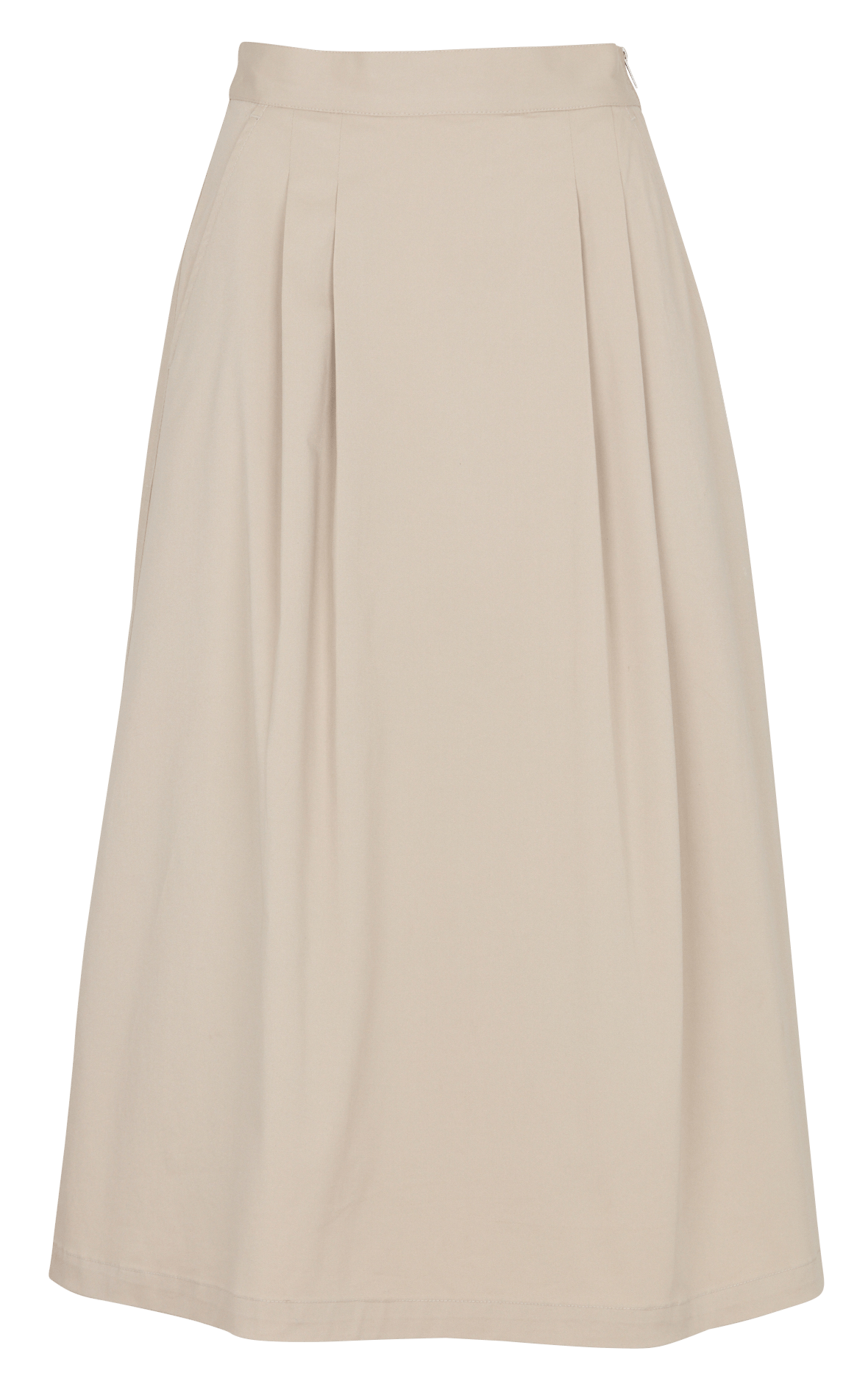 Jupe midi évasée à plis IKKS Beige