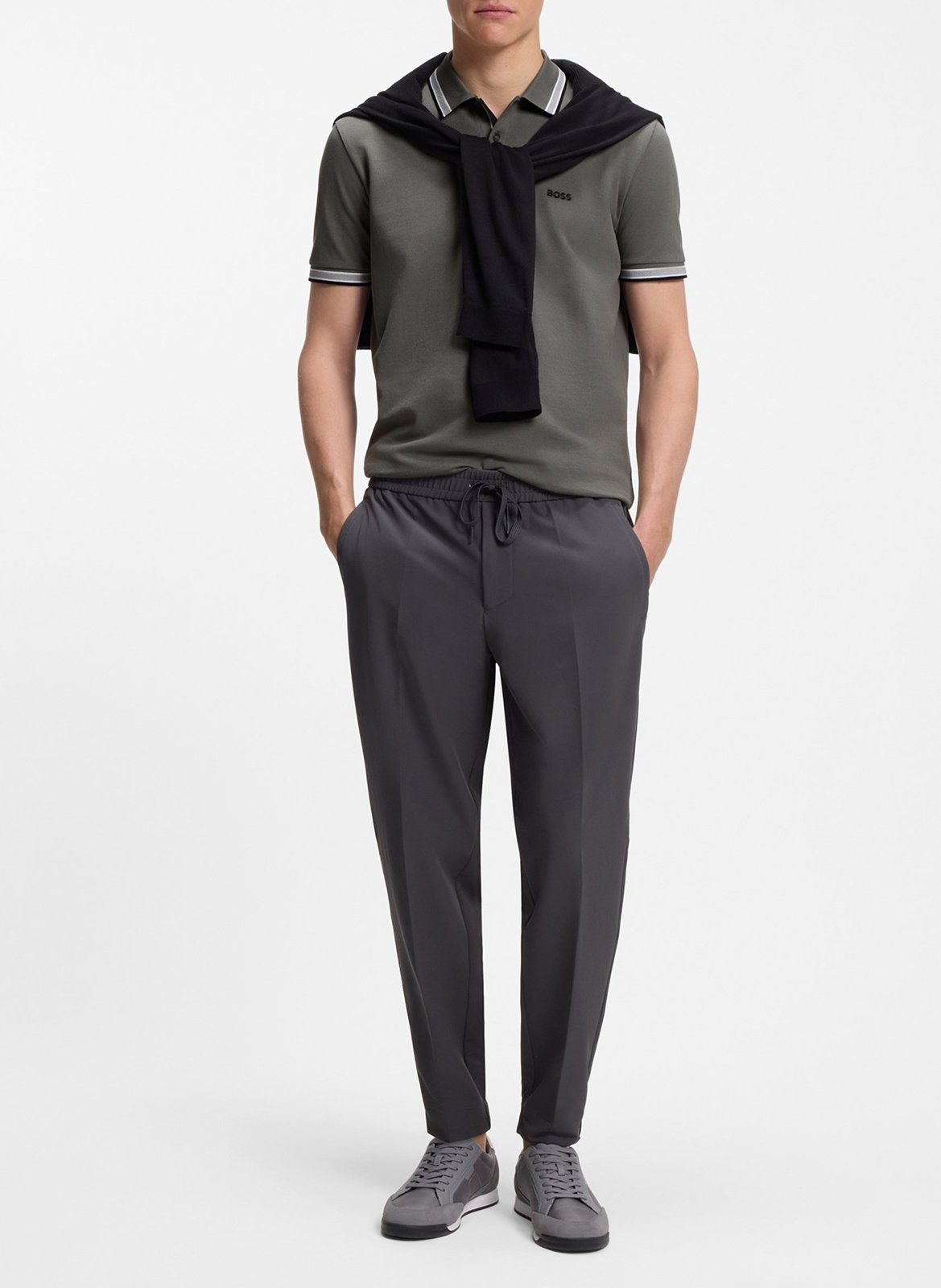 Polo regular fit en coton BOSS Argent