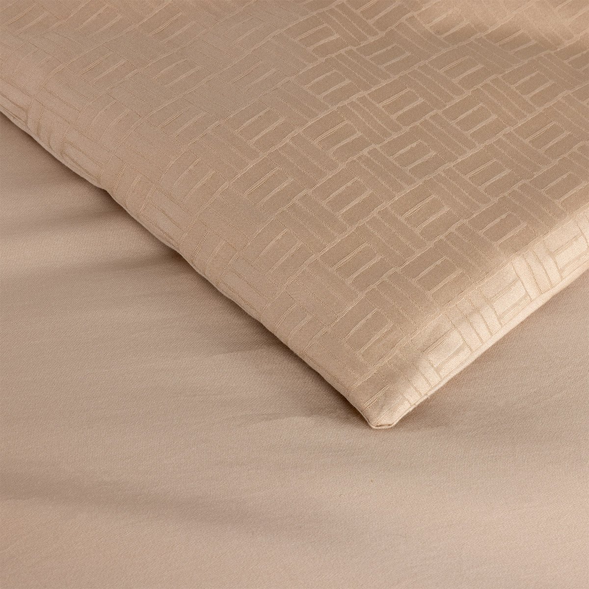 Housse de couette en satin de coton, lattice BOSS HOME Beige