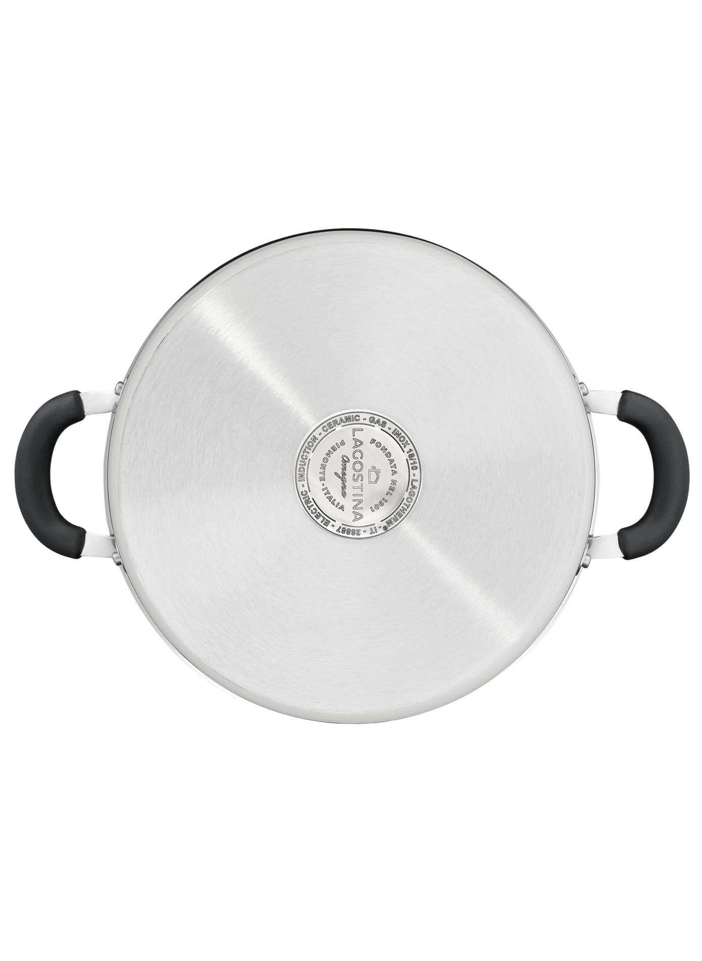 Tempra Bratpfanne mit 2 Griffen und Edelstahldeckel LAGOSTINA Silber