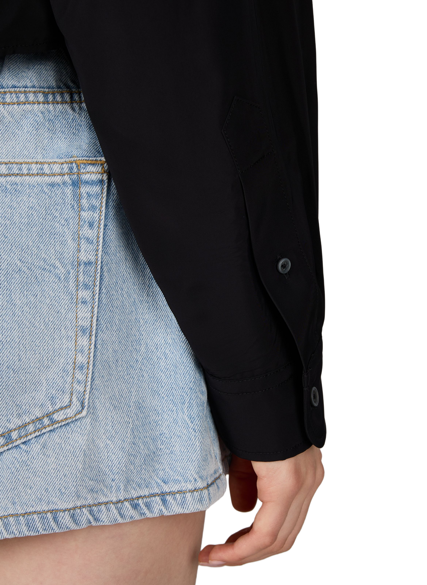 Solid cropped shirt with long sleeves ALEXANDER WANG Black
