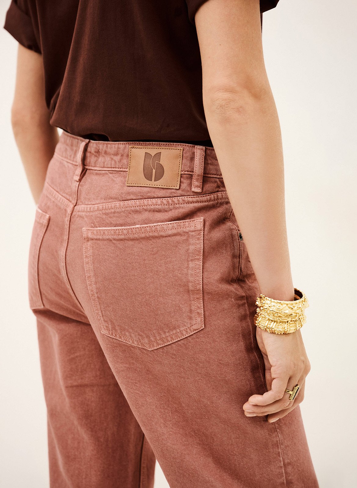 Rechte jeans in effen kleur vana BA&SH Roze