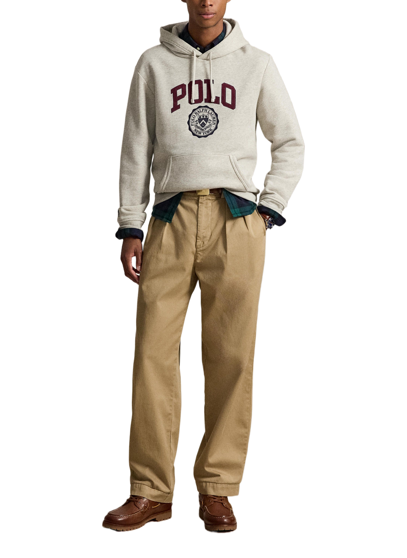 Sweat à capuche logo en coton mélangé POLO RALPH LAUREN Gris