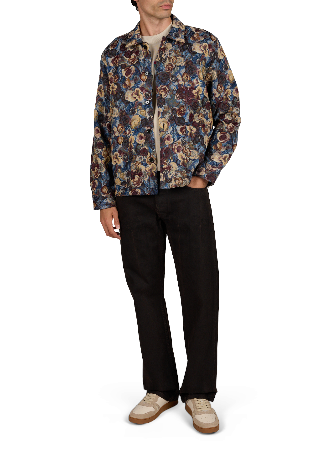 Oversized jacquard jas in gemengd katoen LES DEUX Blauw