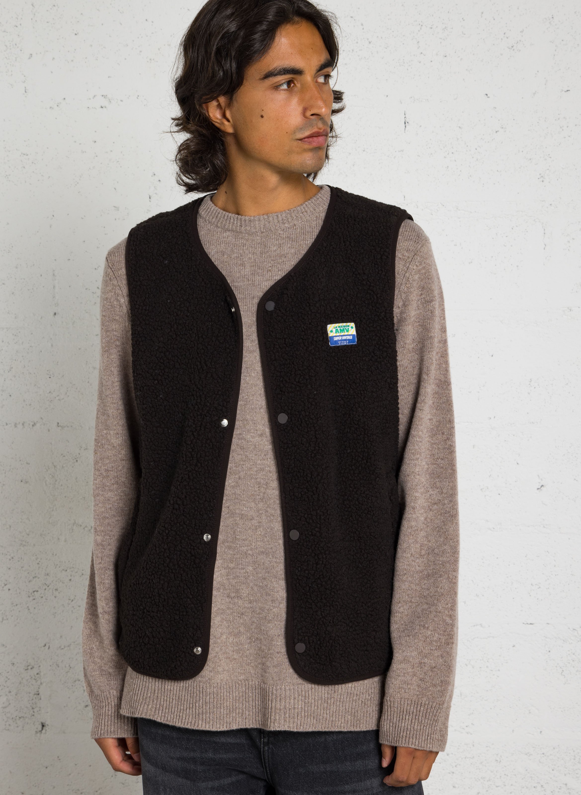 Veste col rond en sherpa hoktown AMERICAN VINTAGE Marron