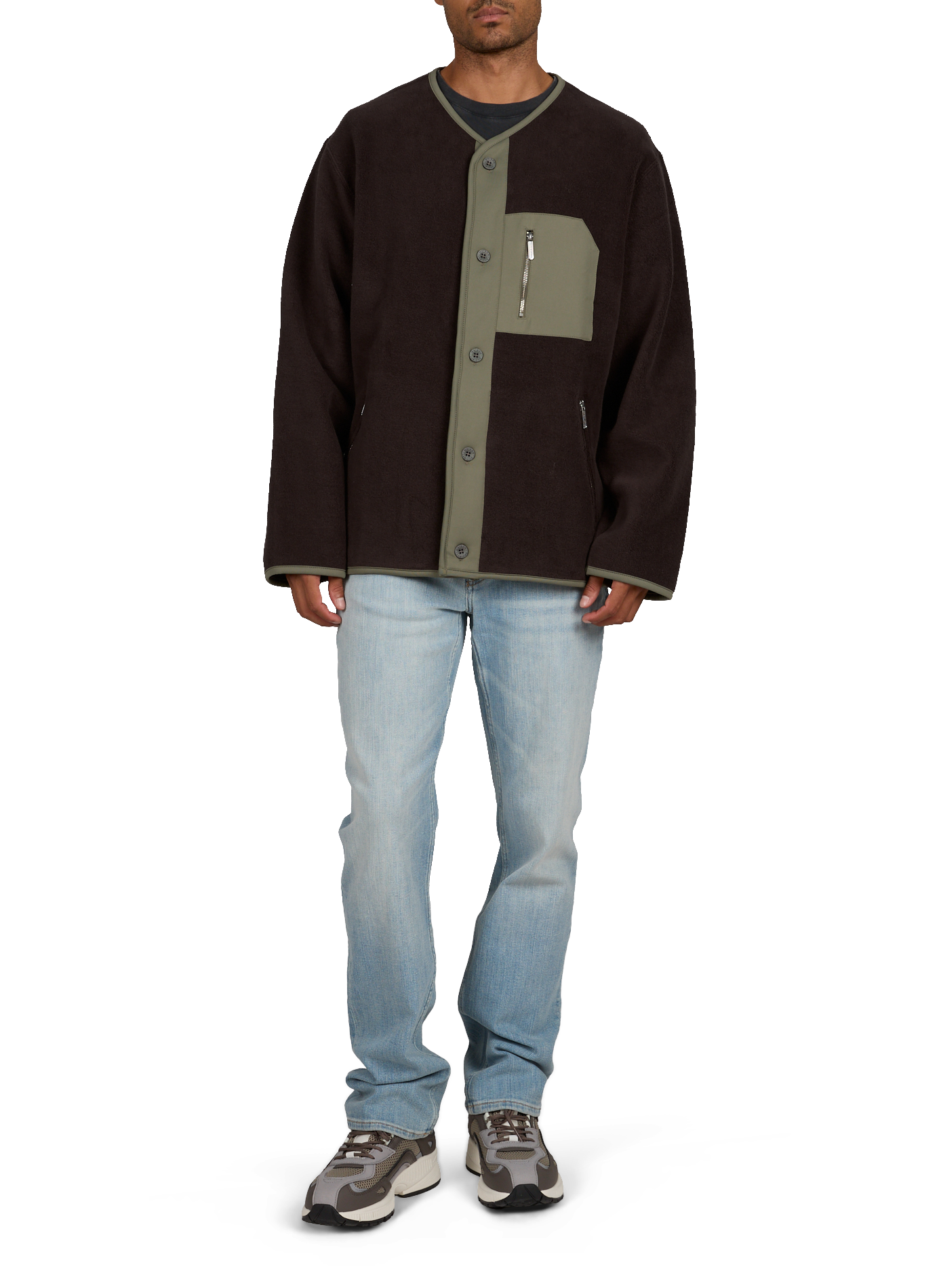 Blouson droit col v en coton MAISON LABICHE Marron