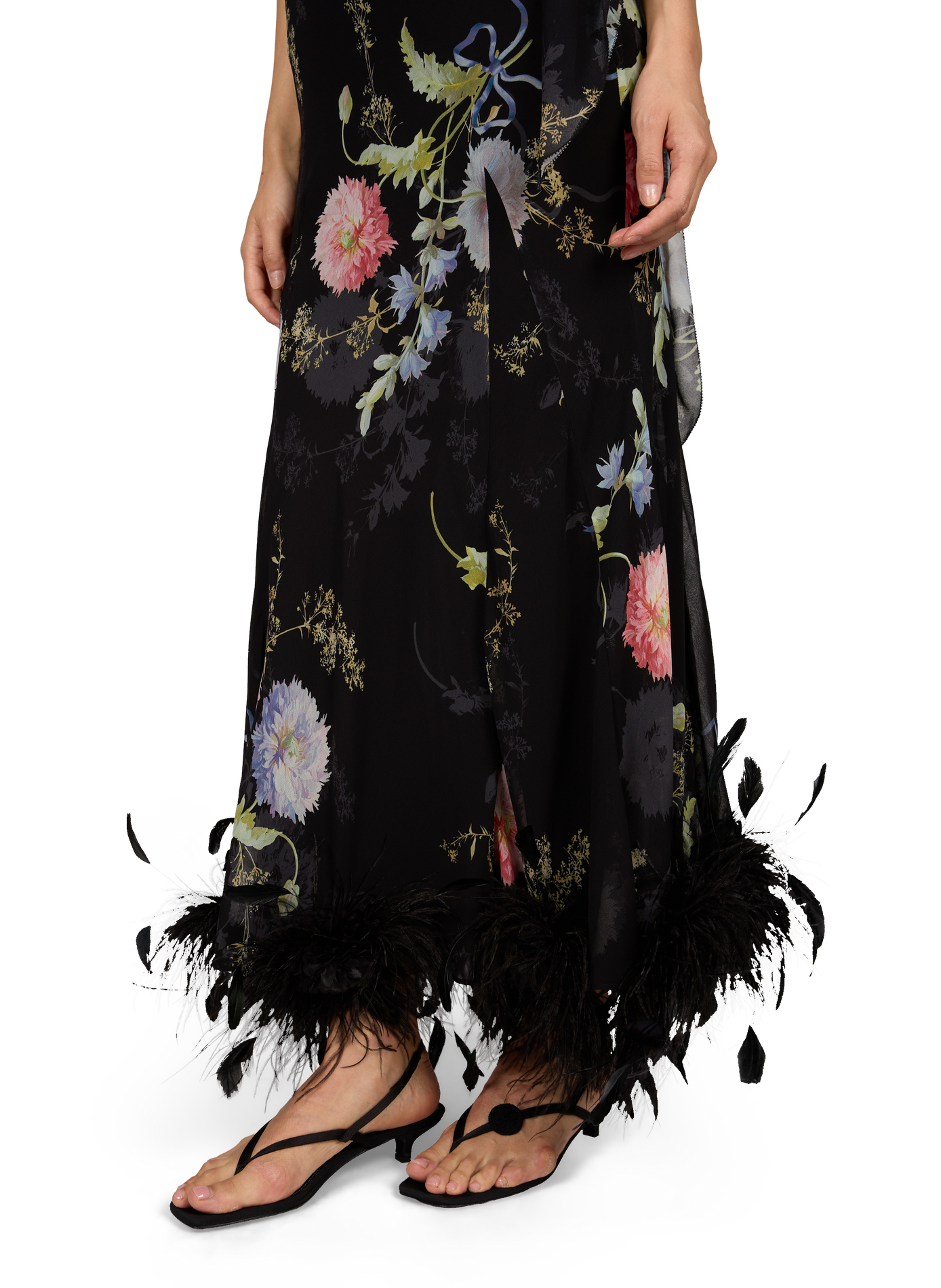 Floral print long dress SELF PORTRAIT Black