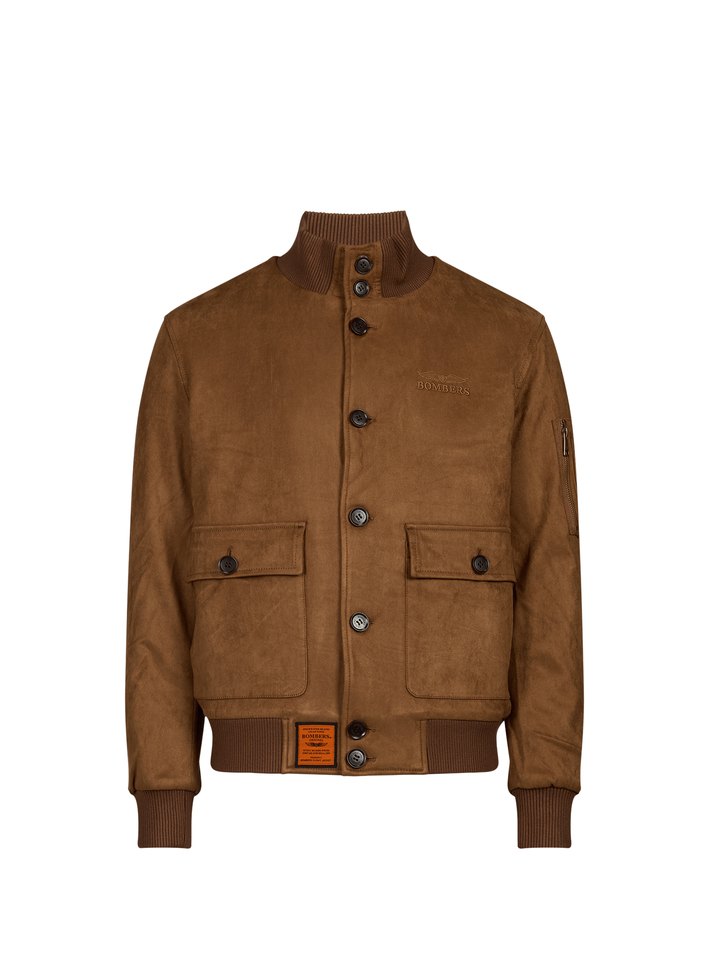 Suede high neck solid blouson BOMBERS ORIGINAL Brown