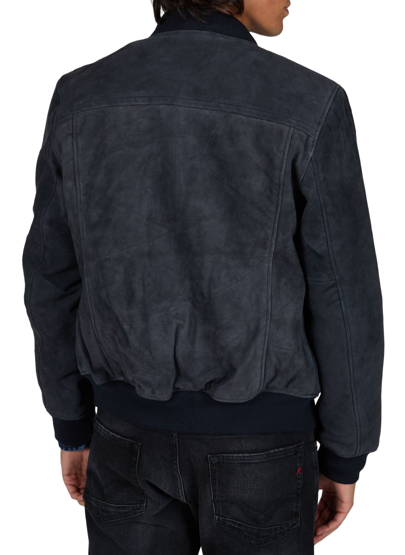 Blouson droit en cuir SCHOTT Bleu