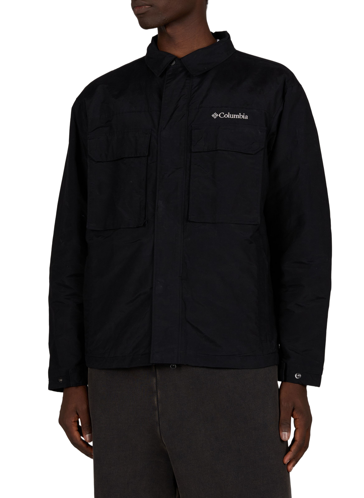 Straight jacket with classic collar in blended cotton COLUMBIA Black
