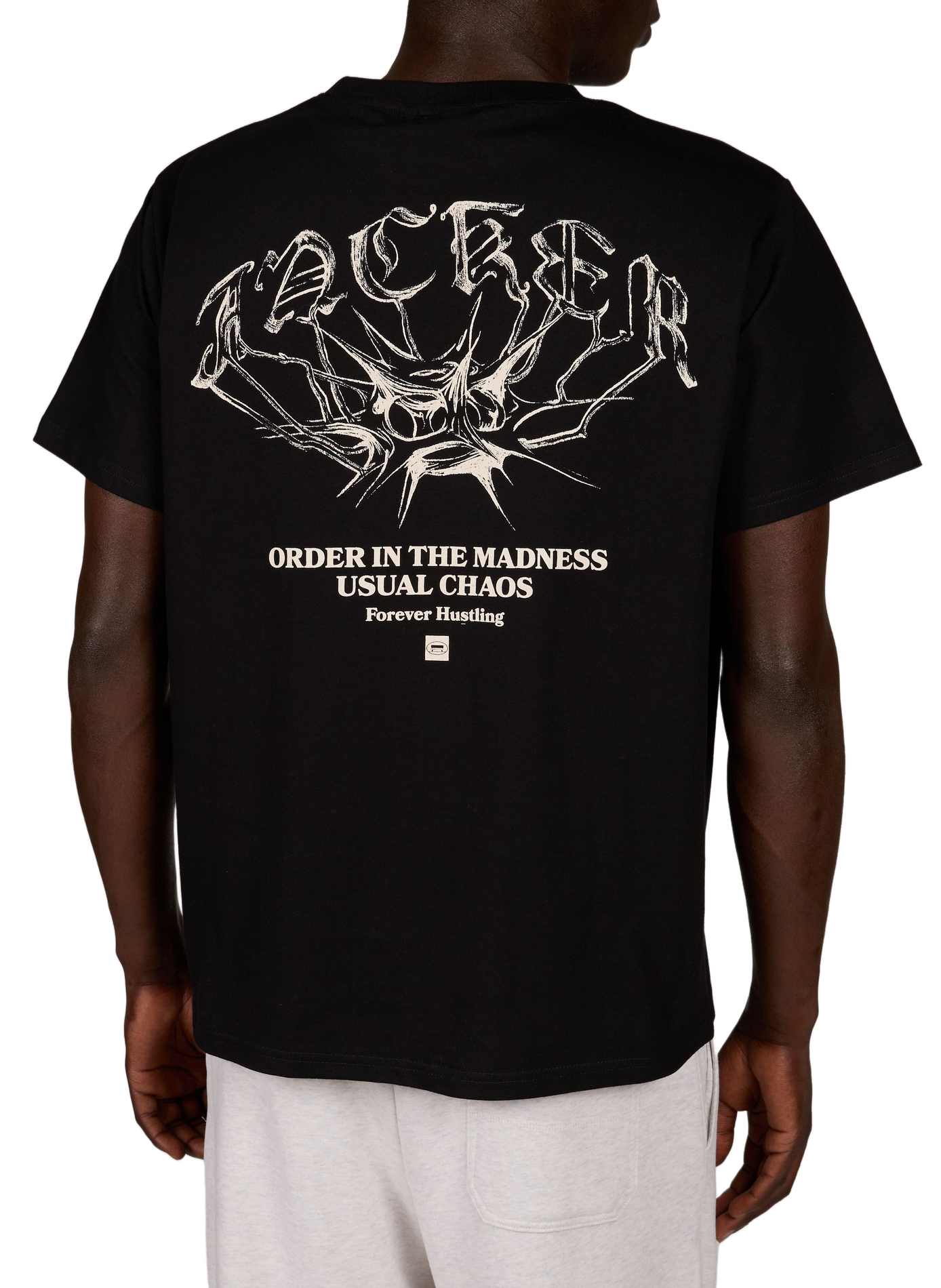 Straight printed cotton t-shirt JACKER. Black