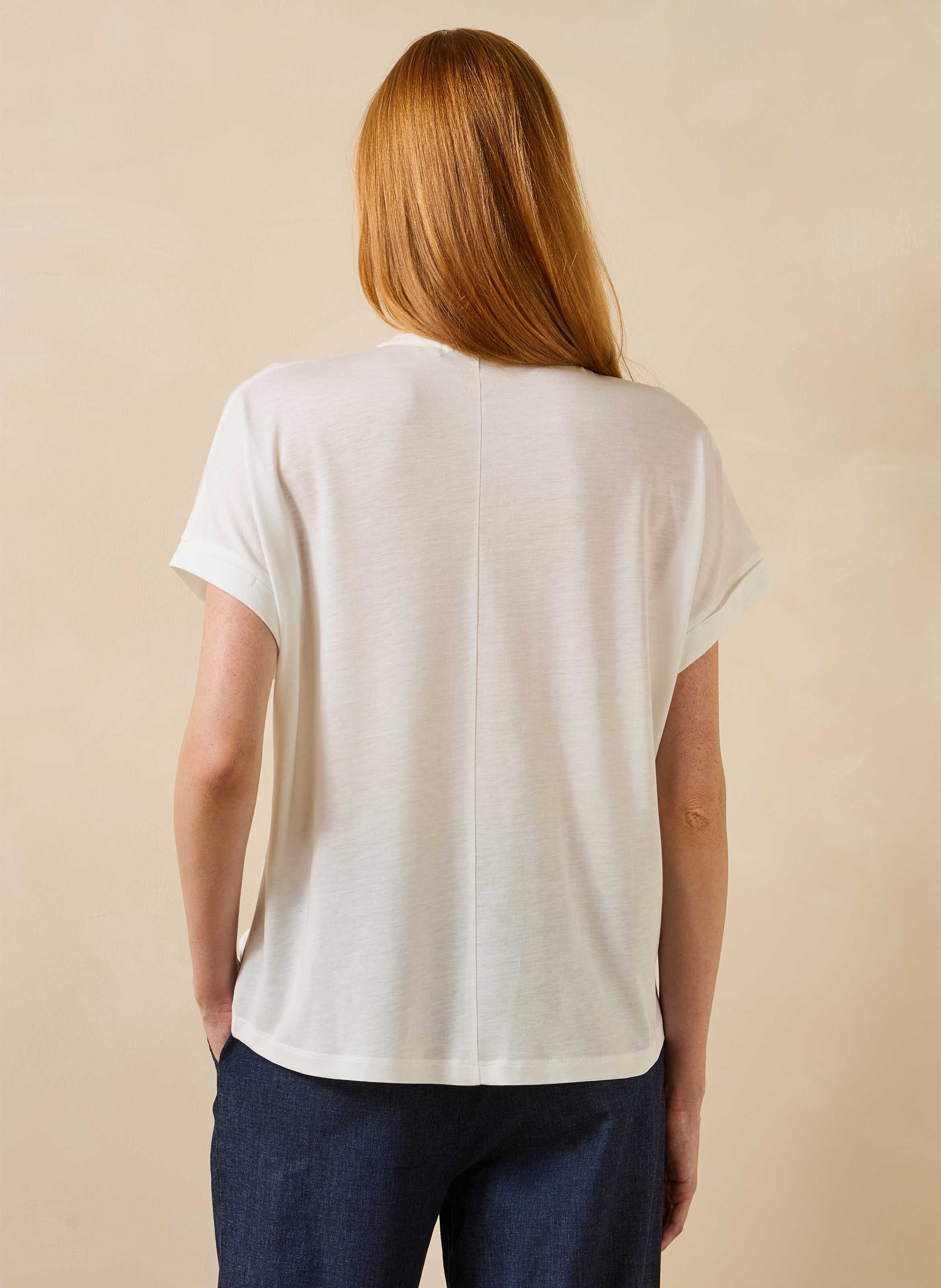 Effen top met korte mouwen en knoopsluiting LA FEE MARABOUTEE Wit