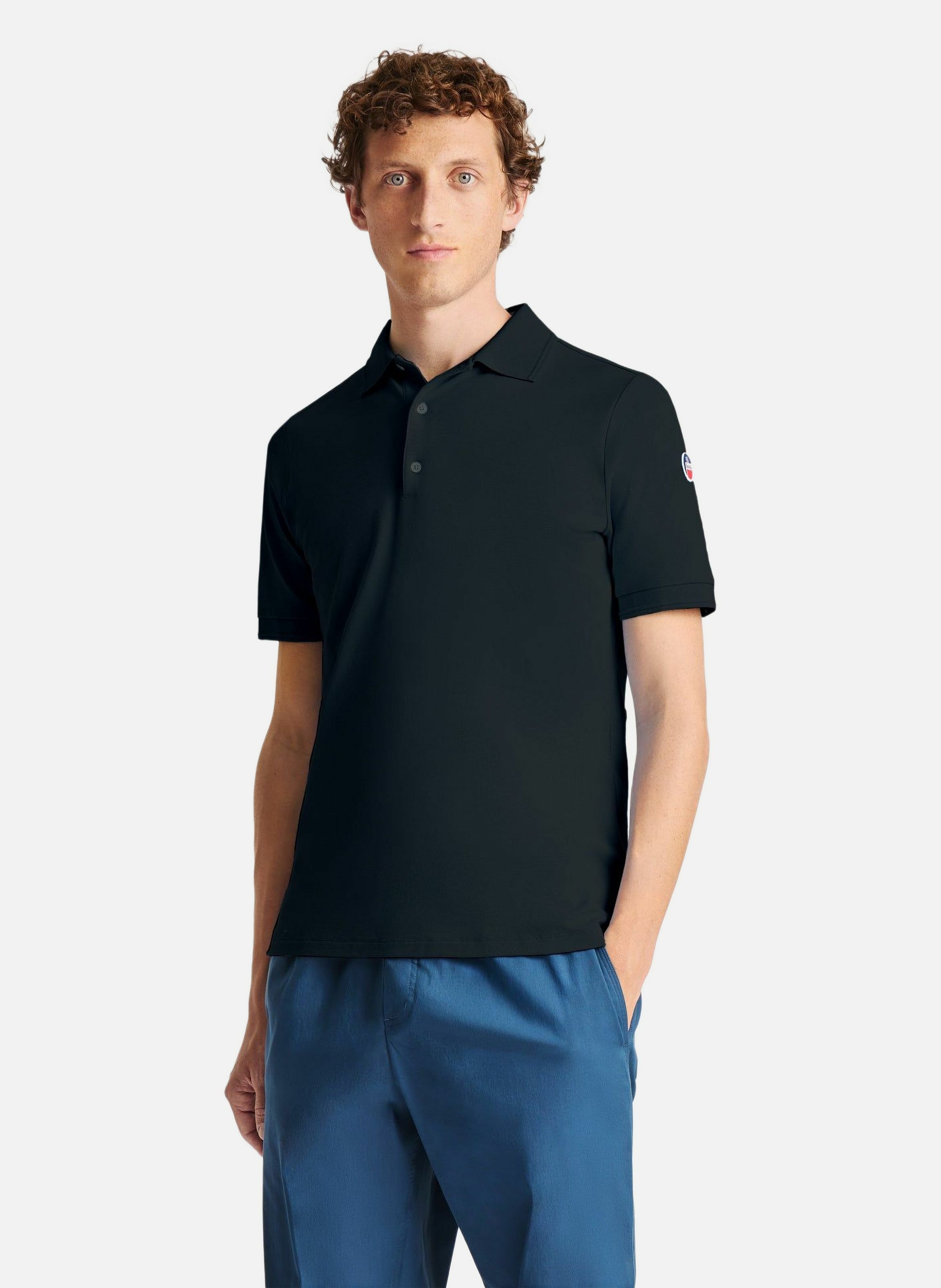 Polo manches courtes gabin col chemise coupe regular FUSALP Noir