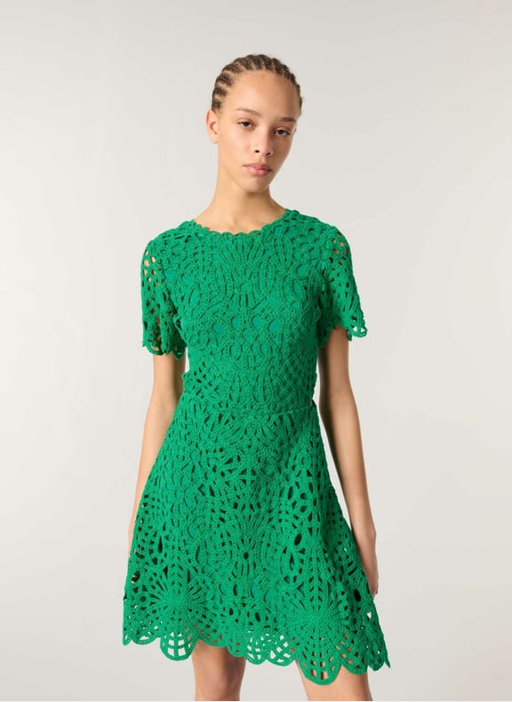 Robe courte cintrée en dentelle Vert by MAJE MAJE Robe courte cintrée en dentelle Vert