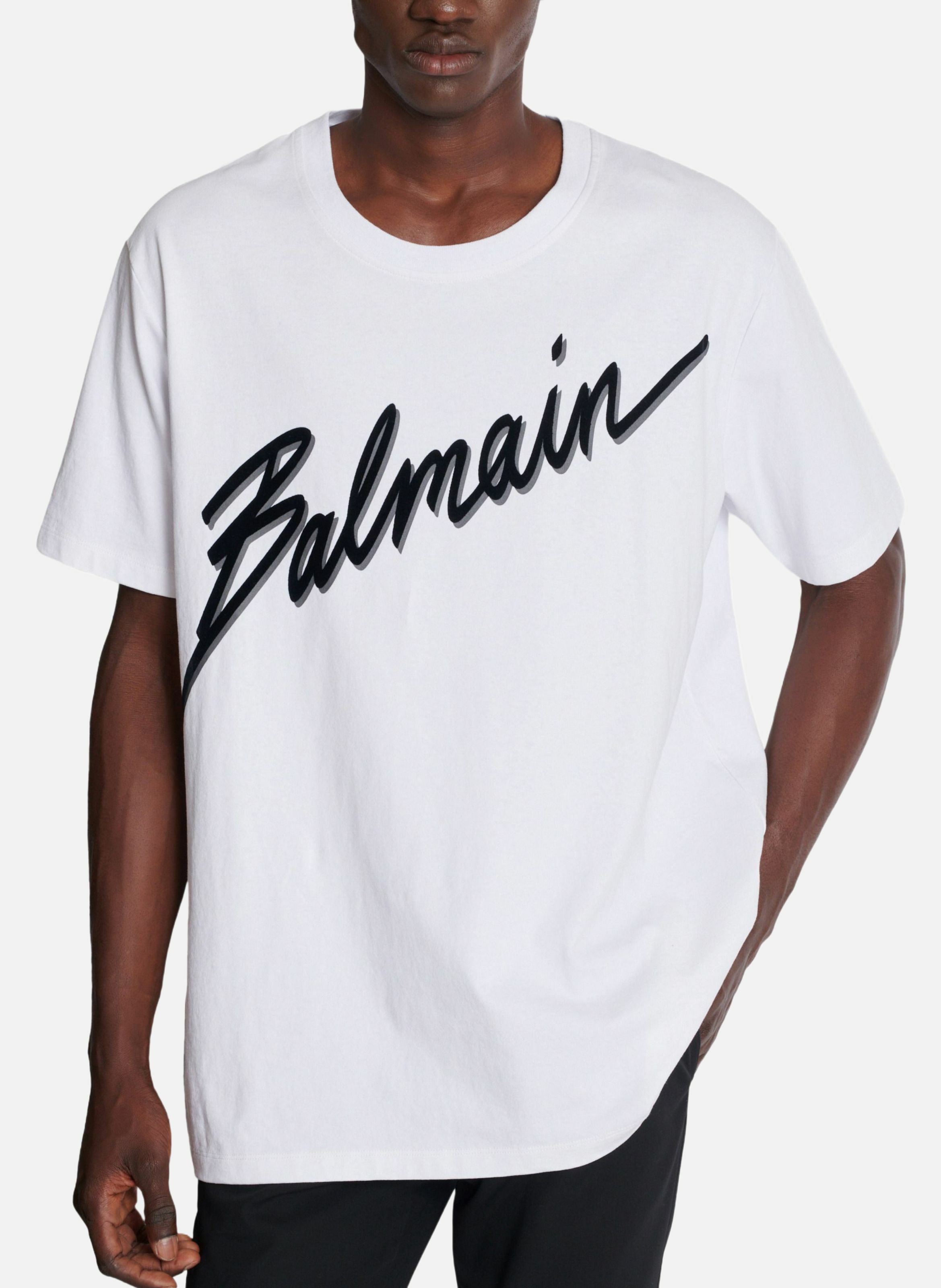 T-shirt floqué balmain lettre BALMAIN Blanc
