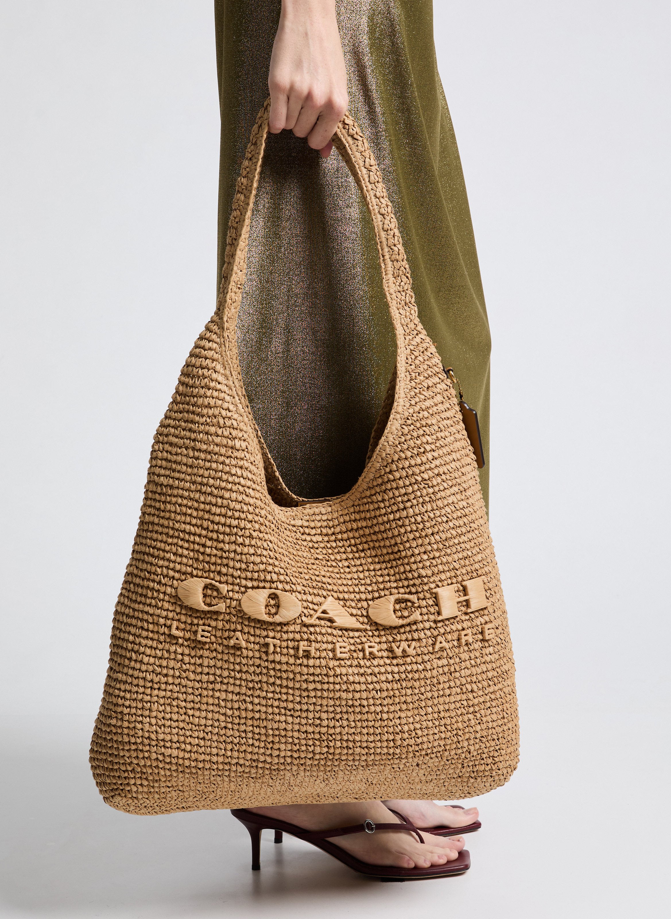 Sac cabas tressé Brooklyn 39  COACH Beige